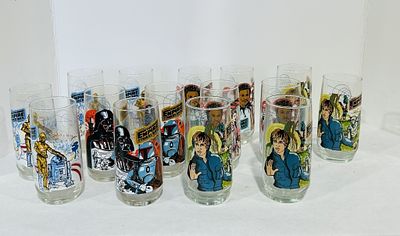 STAR WARS COLLECTIBLE GLASSES. STAR WARS BURGER KING COLLECTABLE GLASSES SET OF 15