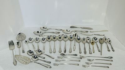 ASSORTMENT OF FLATWARE INCLUDING STERLING SILVER UNAUTHENTICATED