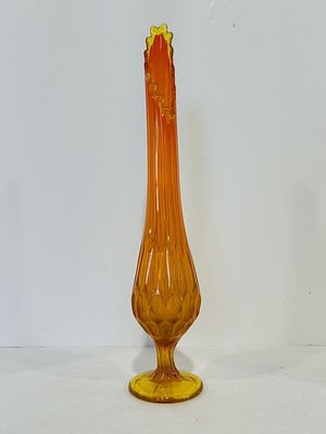 FENTON AMBERINA SWUNG THUMBPRINT VASE. NO CHIPS OR CRACKS