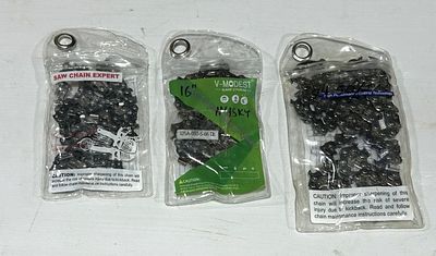 CHAINSAW CHAINS. 16IN, 24IN, AND 25IN CHAINS