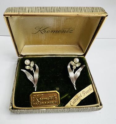 KREMENTZ 14KT GOLD OVERLAY WITH CULTURED PEARLS. KEREMENTZ 14KT GOLD OVERLAY WITH CULTURED 