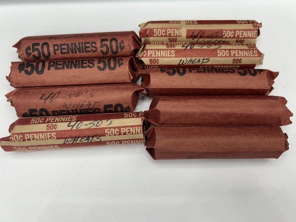 Lot 675: 9 ROLLS OF WHEAT PENNIES