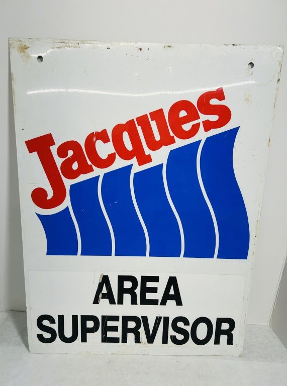 Lot 237: JACQUES DOUBLE SIDED METAL SIGN