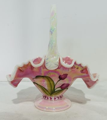 FENTON LEGACY COLLECTION 95TH ANNIVERSARY BASKET. HANDPAINTED BY SUE JACKSON