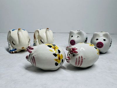 Vintage Ceramic Pig and Elephant Figurines and Novelty Planters. An assortment of vintage 