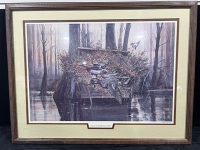 Framed Wildlife Prints, Folk Art Window Display. A collection comprising several limited edition 