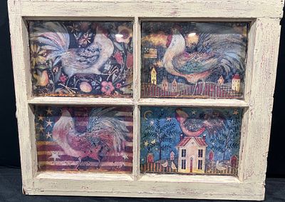 Repurposed Wooden Window Sash Wall signed Stewart. This wall decor item is created from a 