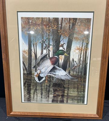R.J. McDonald, Signed and Numbered Mallards in Flight Limited Edition Print. This limited 