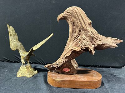 Two Eagle Sculptures including a Rick Cain Winged Fortress Limited Edition. A group of two 