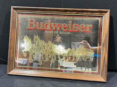 Vintage 1988 Budweiser King of Beers Clydesdale Mirror by Beeco Mfg. Co. This Budweiser 