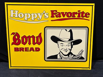 Hopalong Cassidy Bond Bread Embossed Metal Advertising Sign by Desperate Sign Co. This embossed 