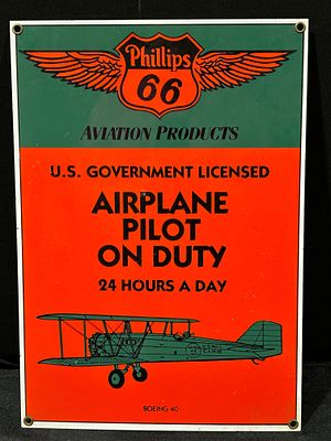 Ande Rooney Phillips 66 Aviation Products Reproduction Advertising Sign. A modern reproduction 