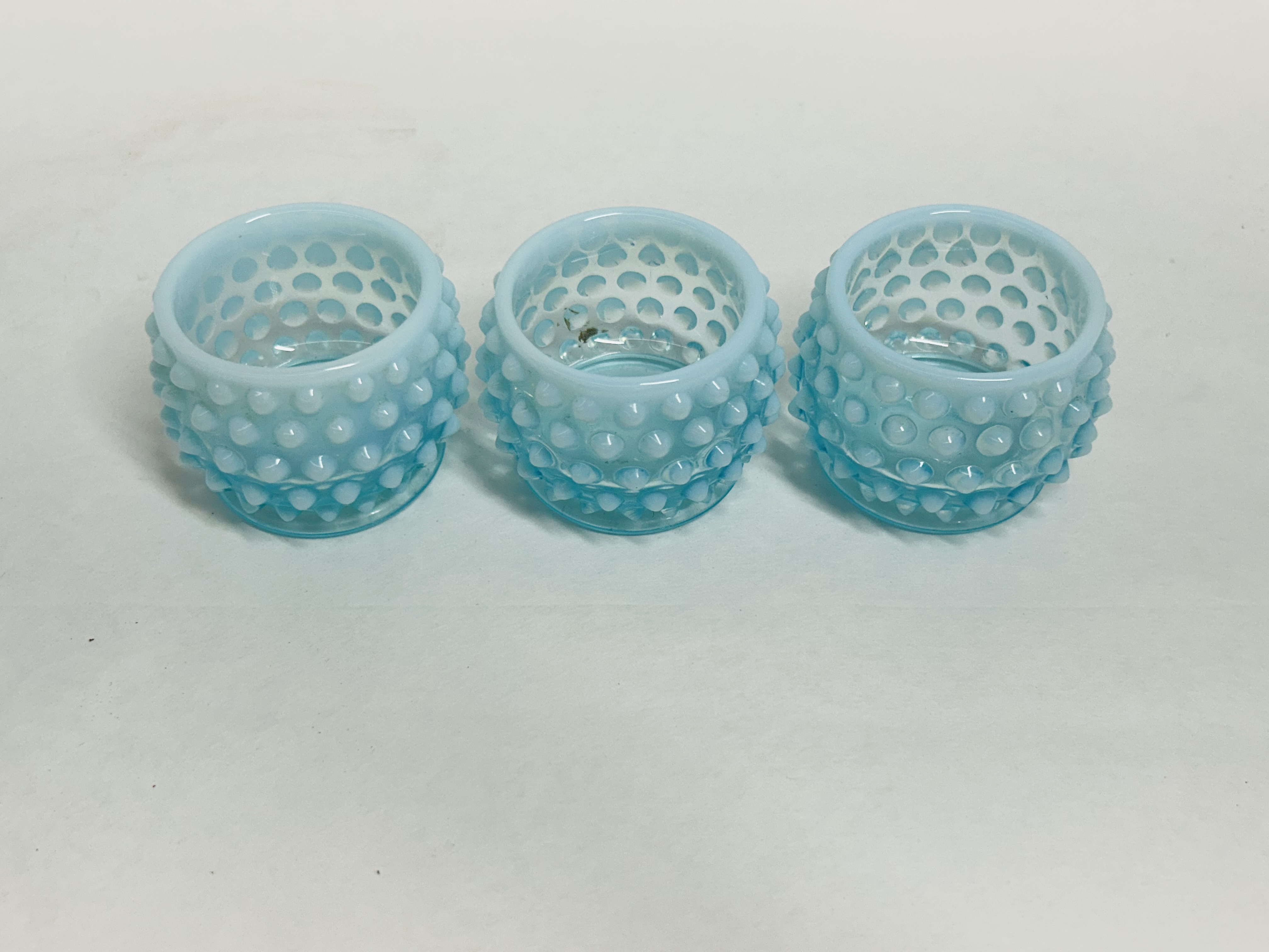 FENTON BLUE OPALESCENT GLASS JARS