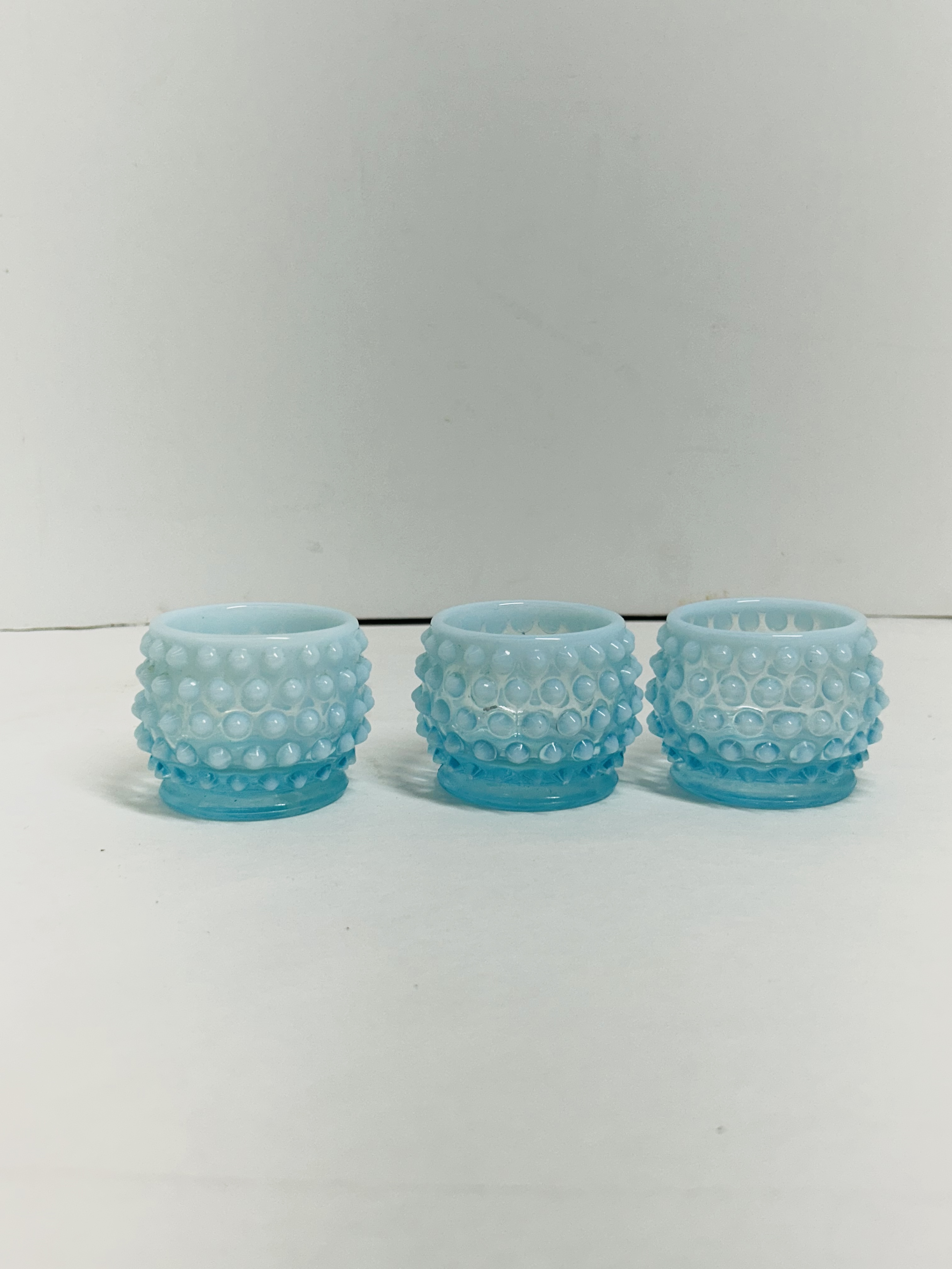 FENTON BLUE OPALESCENT GLASS JARS