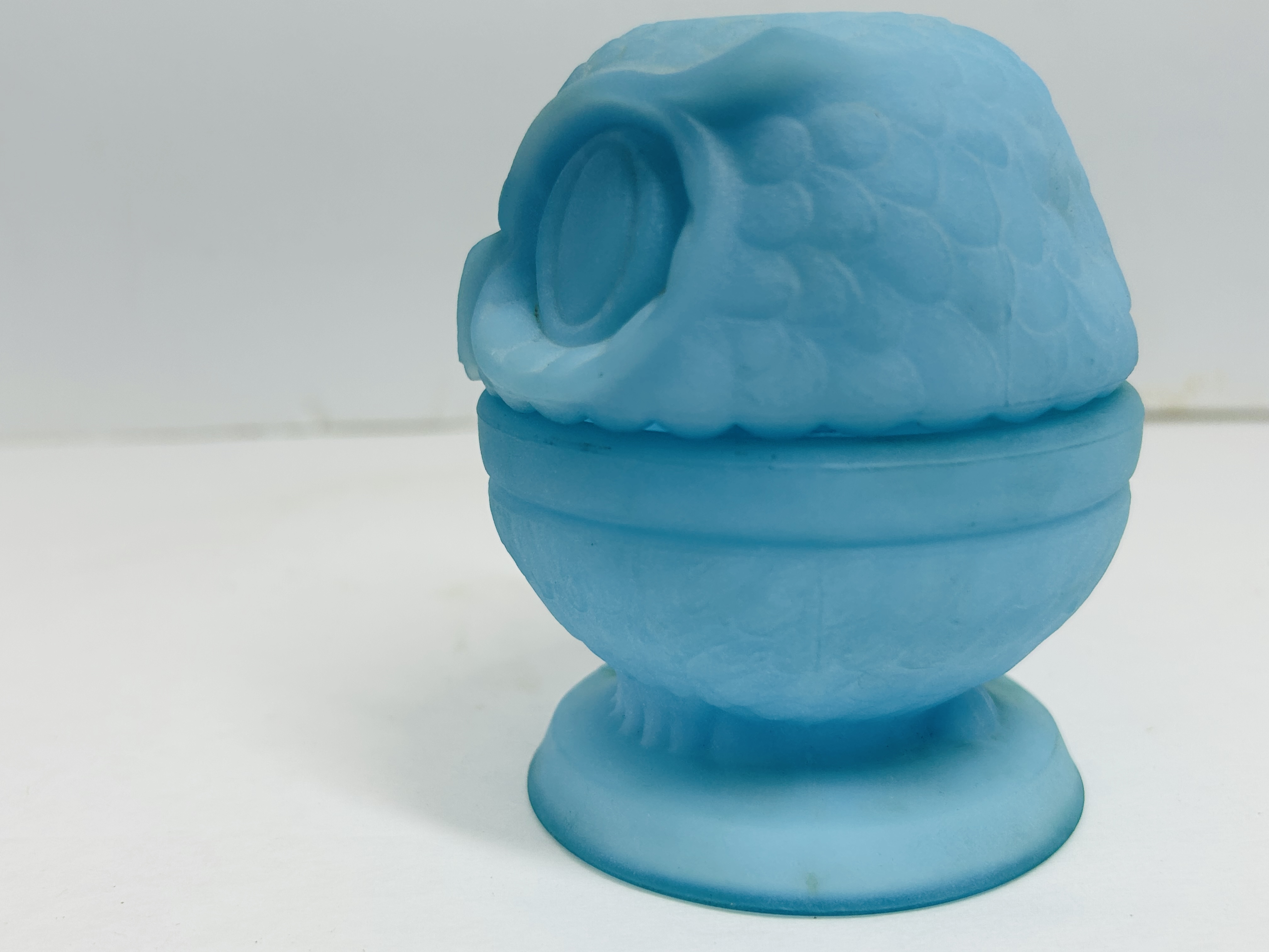 FENTON BLUE SATIN OWL FAIRY LAMP