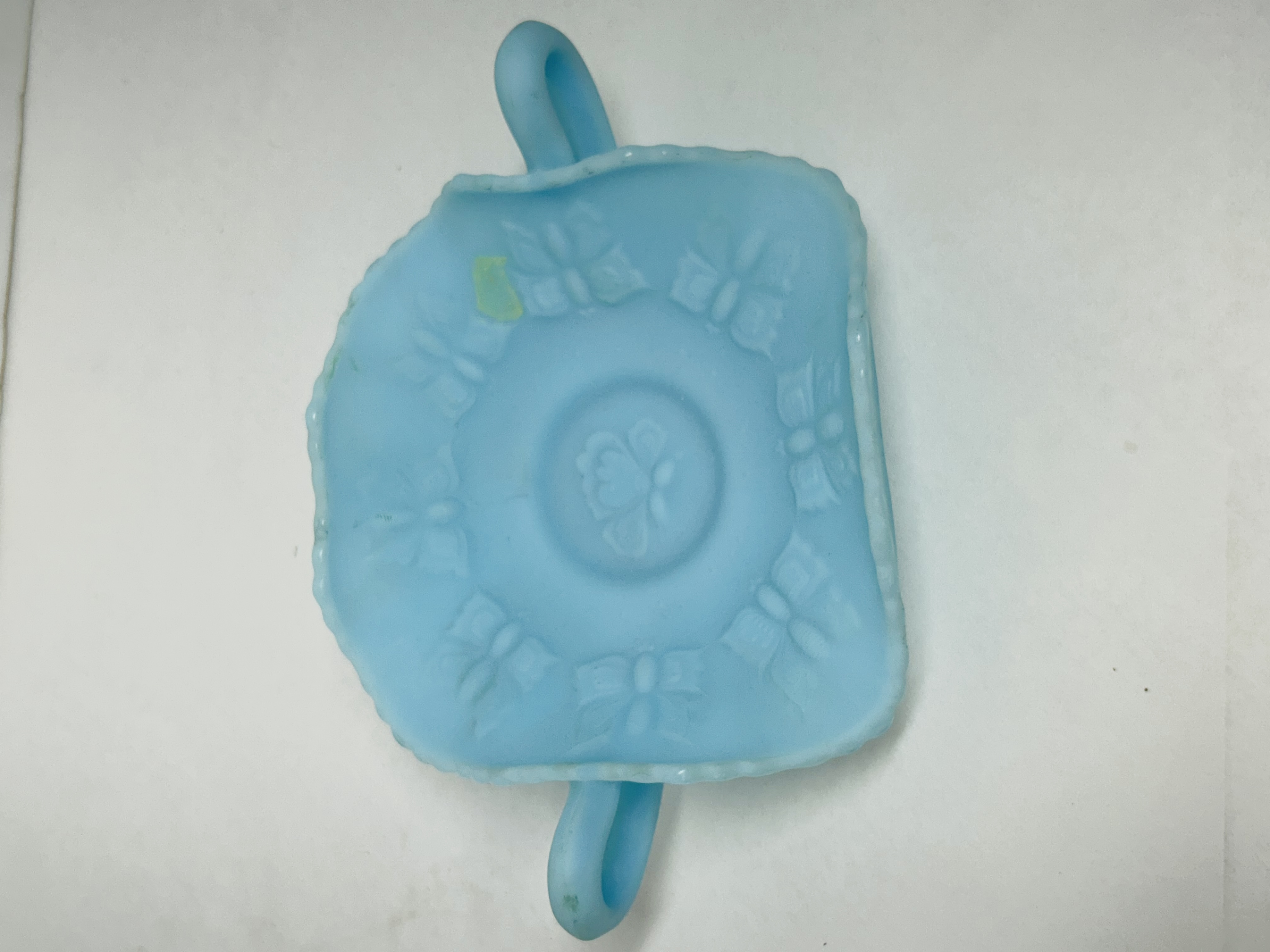 BLUE SATIN BUTTERFLY DISH, 20TH CENTURY