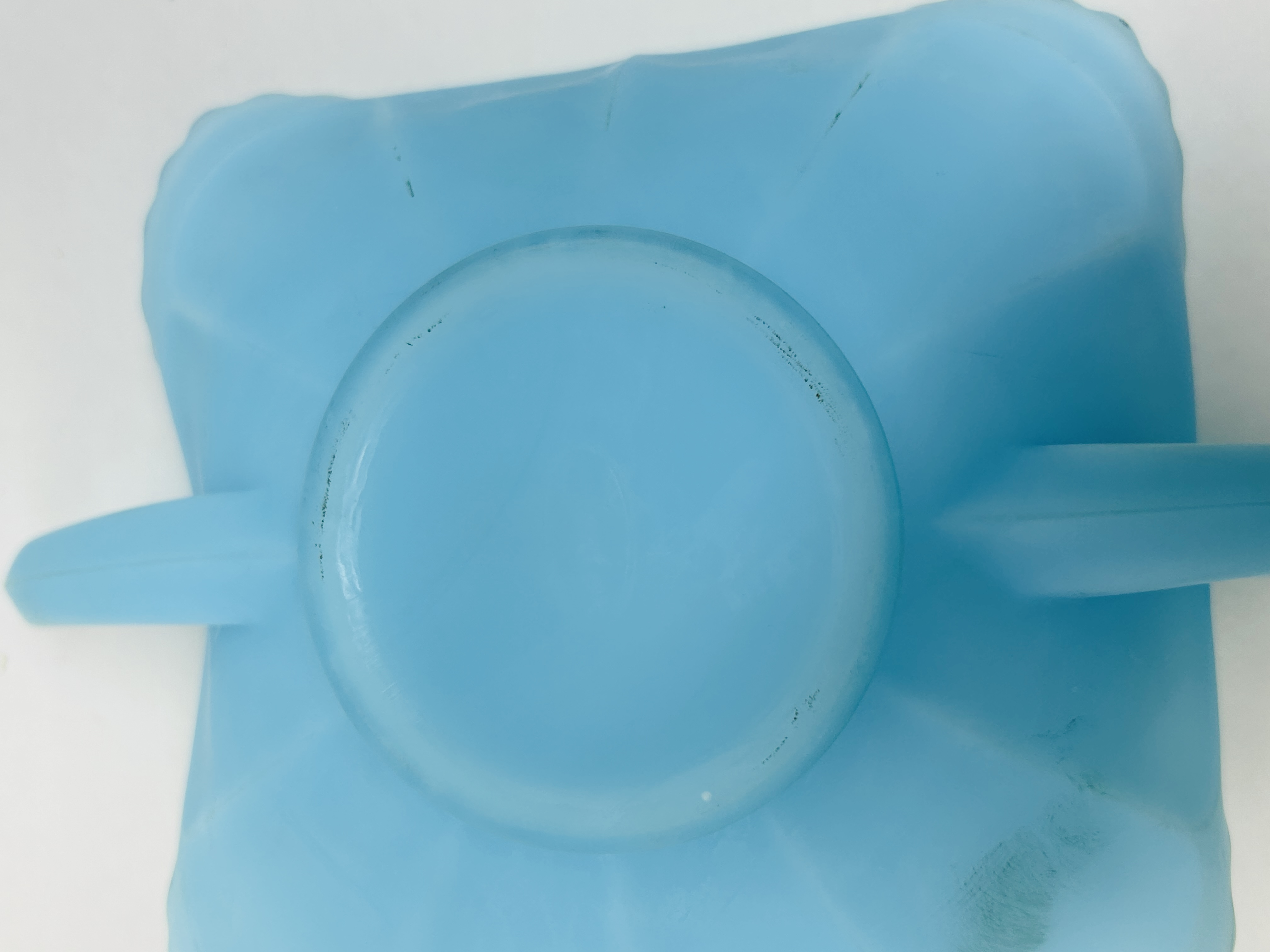 BLUE SATIN BUTTERFLY DISH, 20TH CENTURY