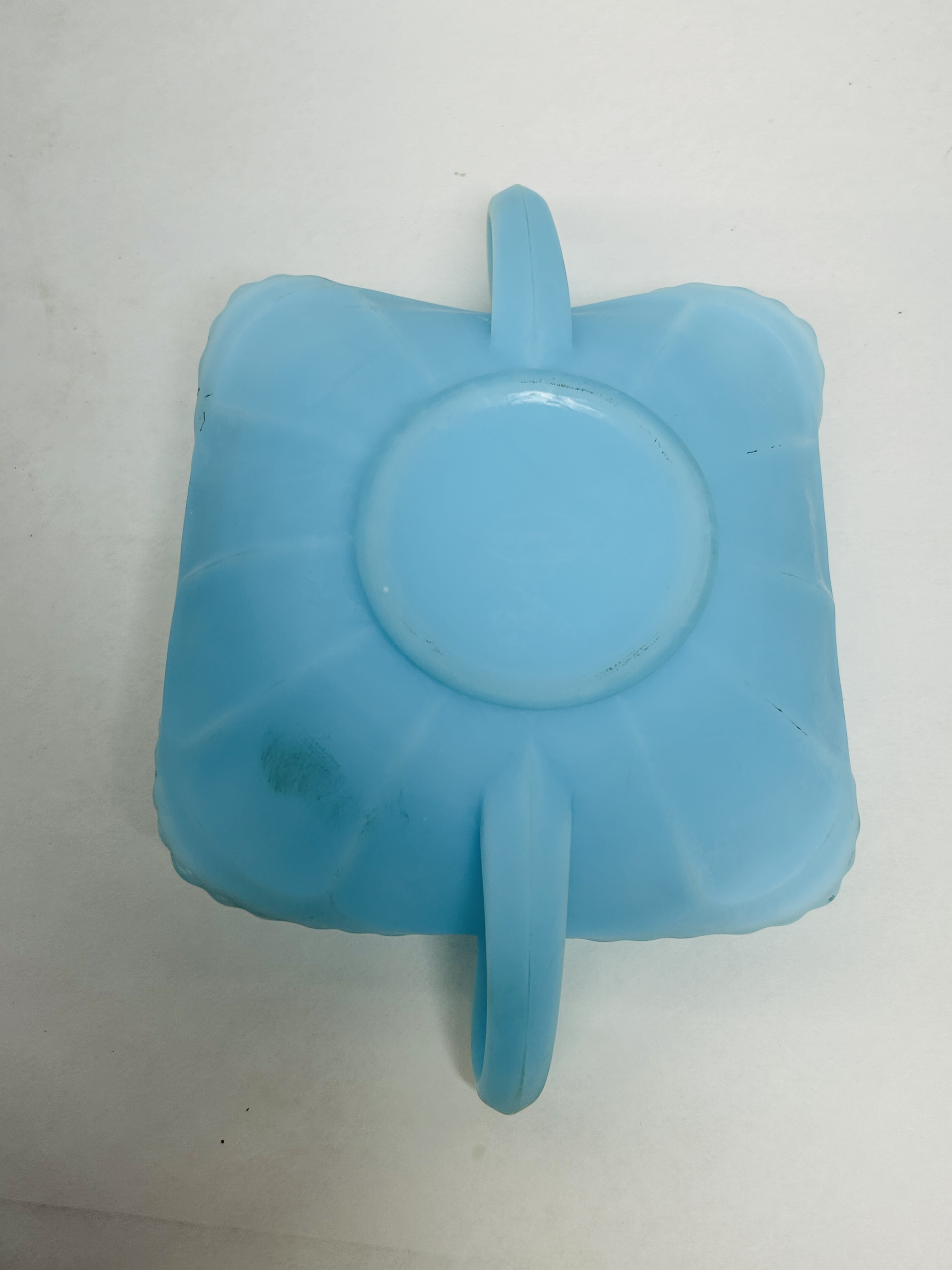 BLUE SATIN BUTTERFLY DISH, 20TH CENTURY
