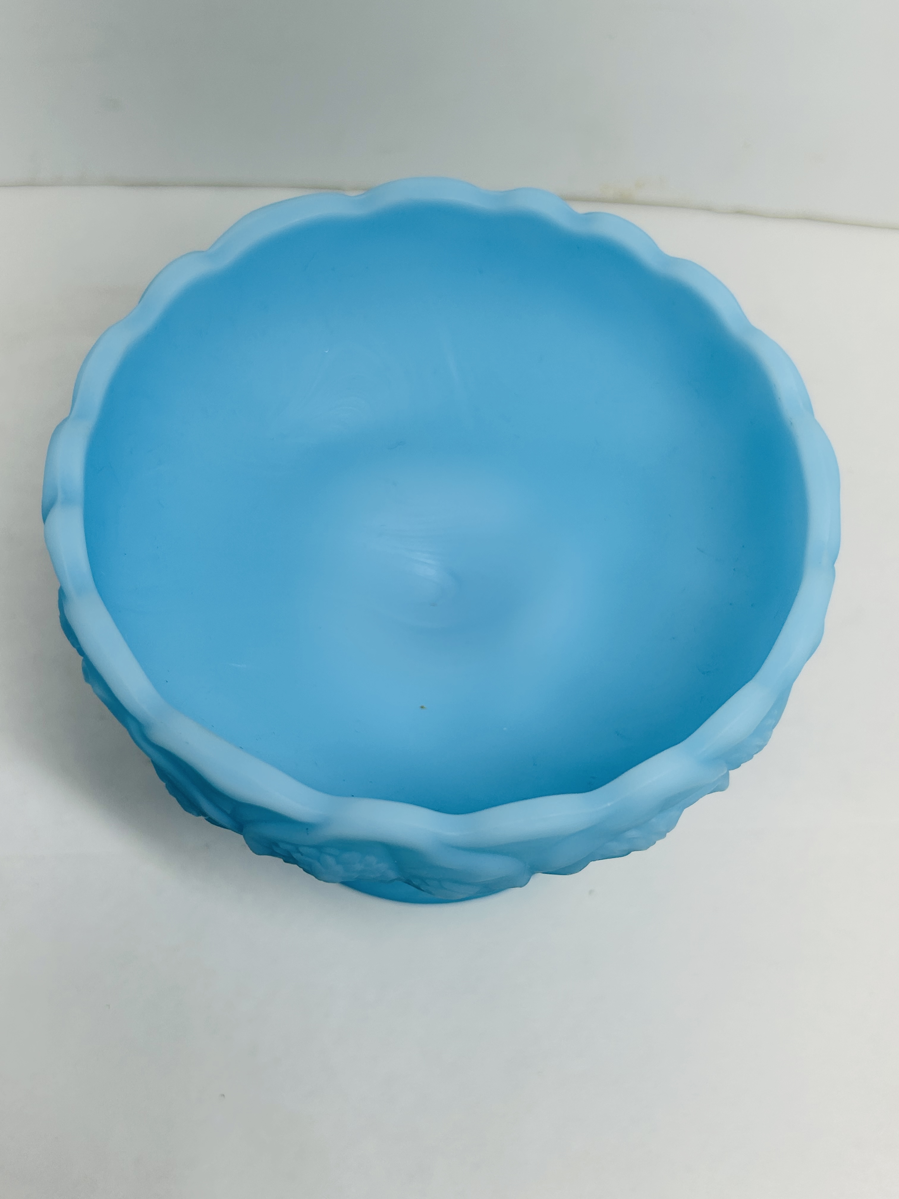 FENTON WATER LILY SATIN COMPOTE, 1980S