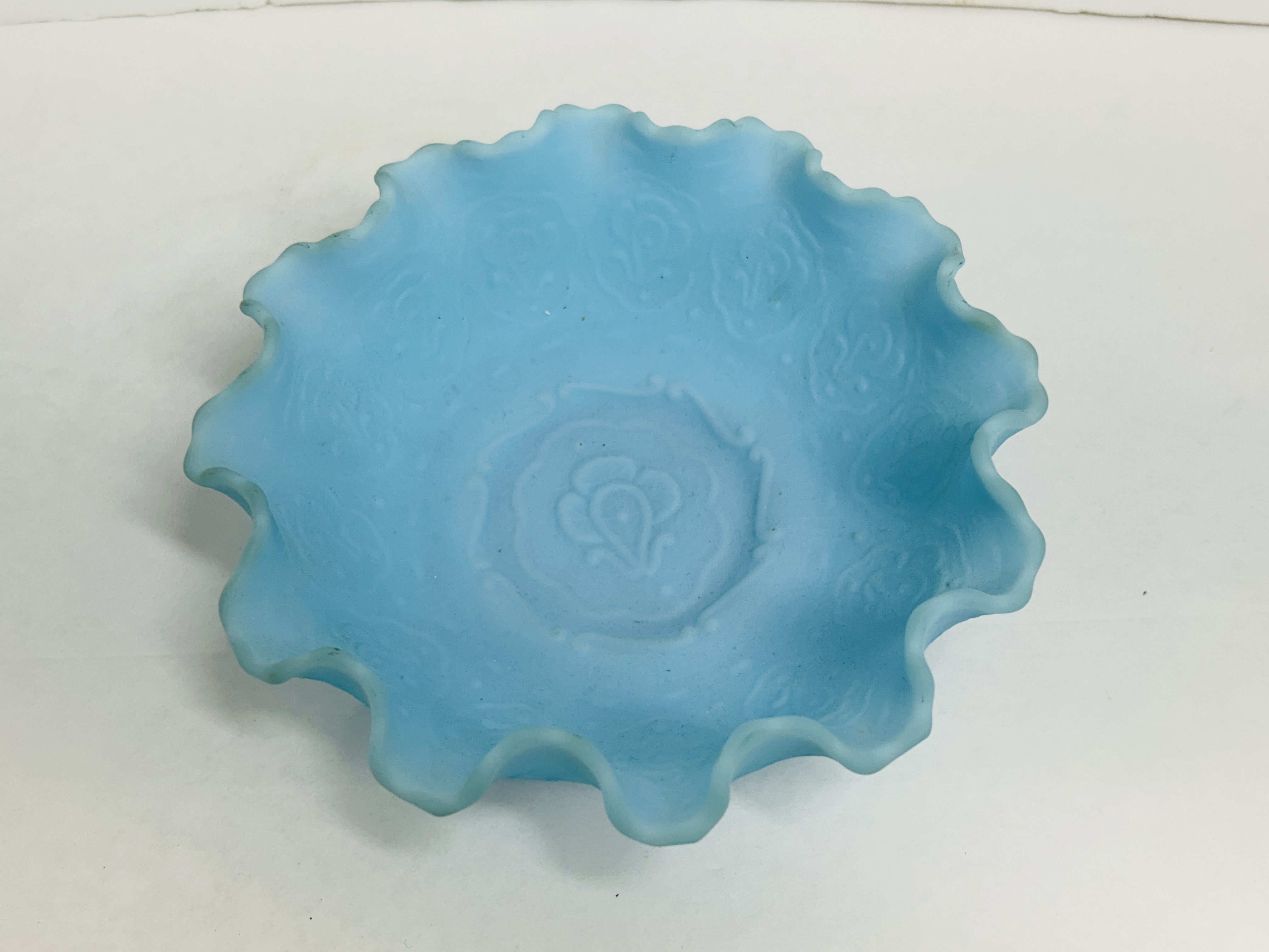 FENTON BLUE SATIN GLASS BOWL