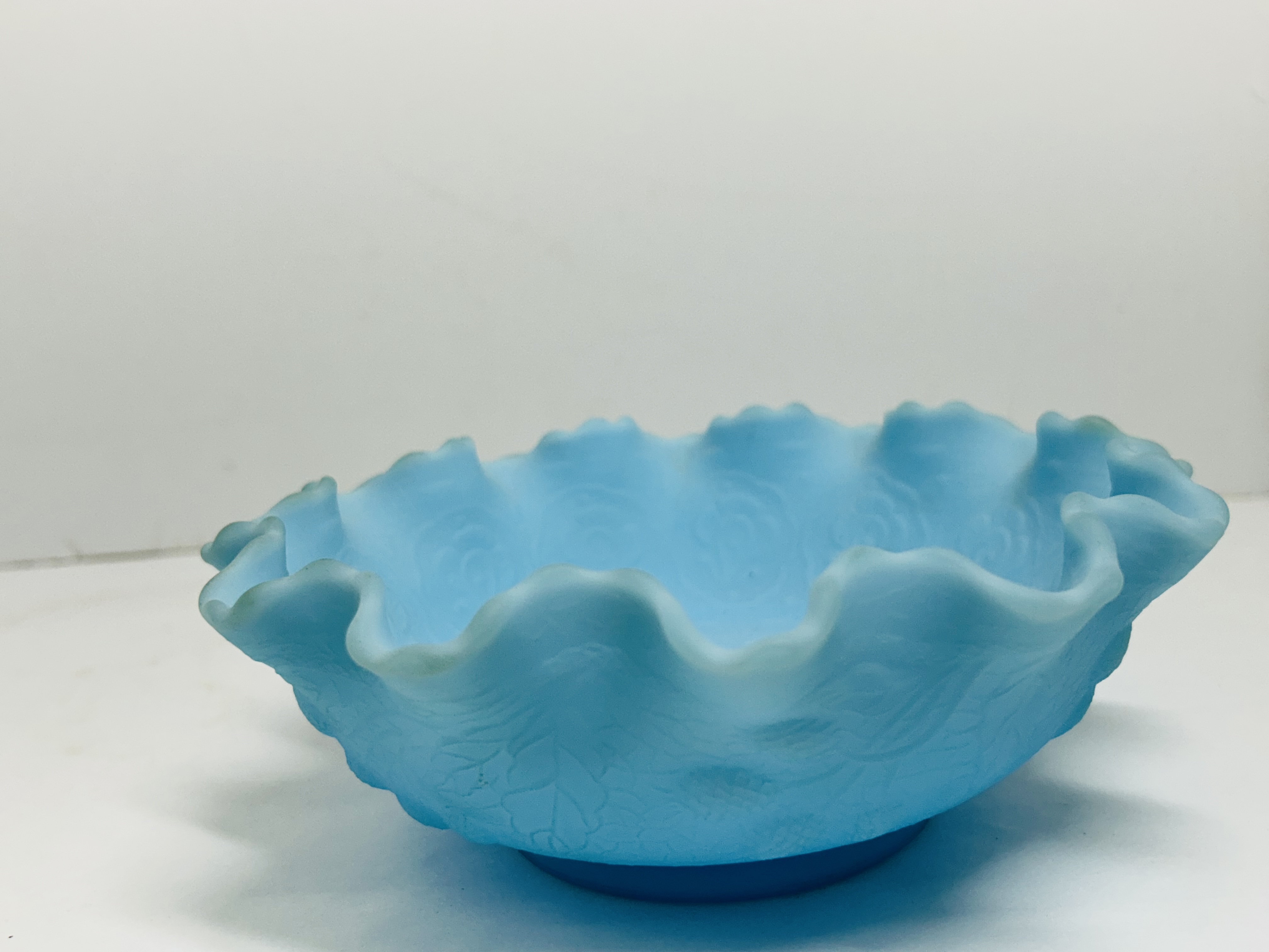 FENTON BLUE SATIN GLASS BOWL