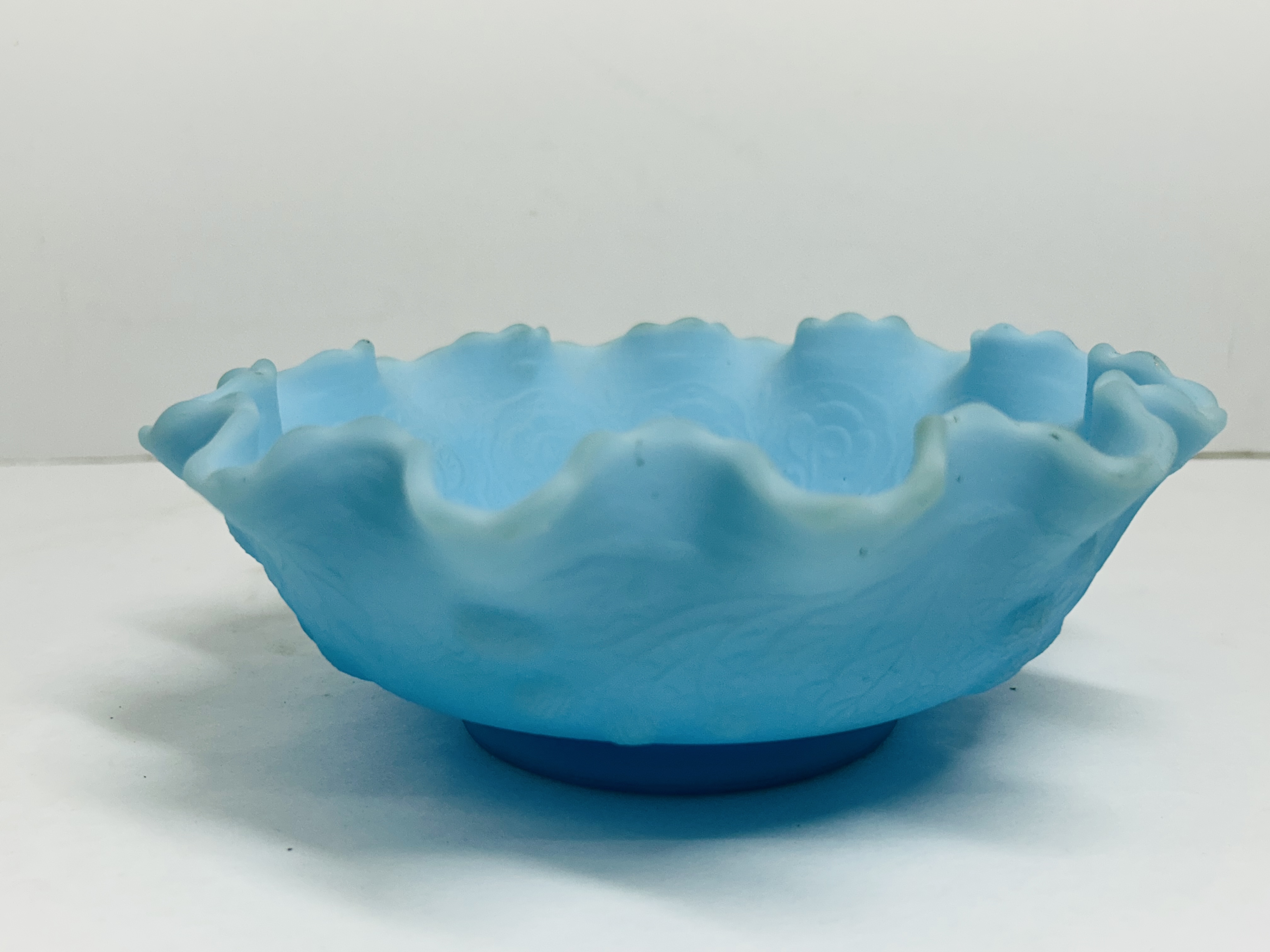 FENTON BLUE SATIN GLASS BOWL