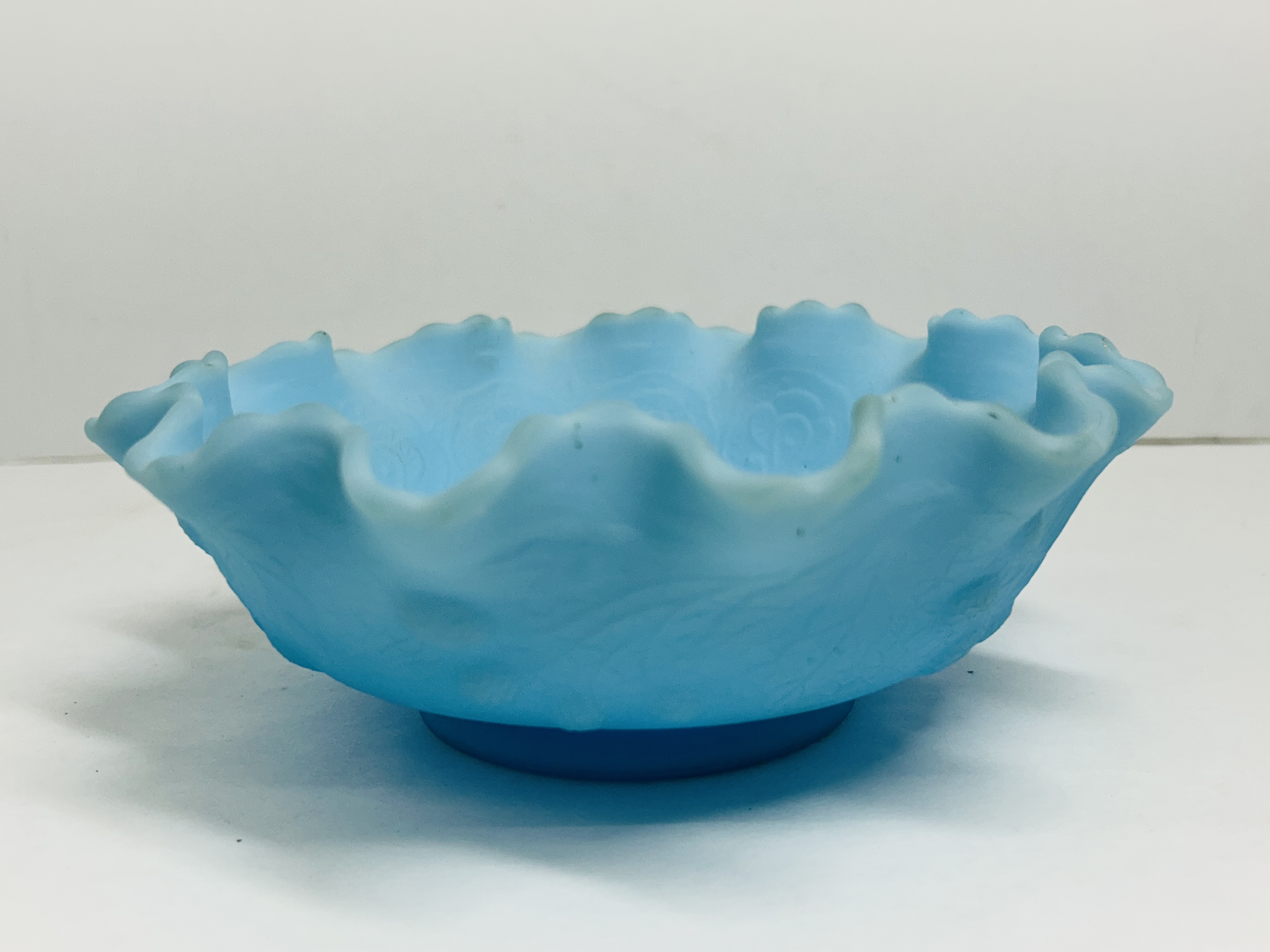 FENTON BLUE SATIN GLASS BOWL