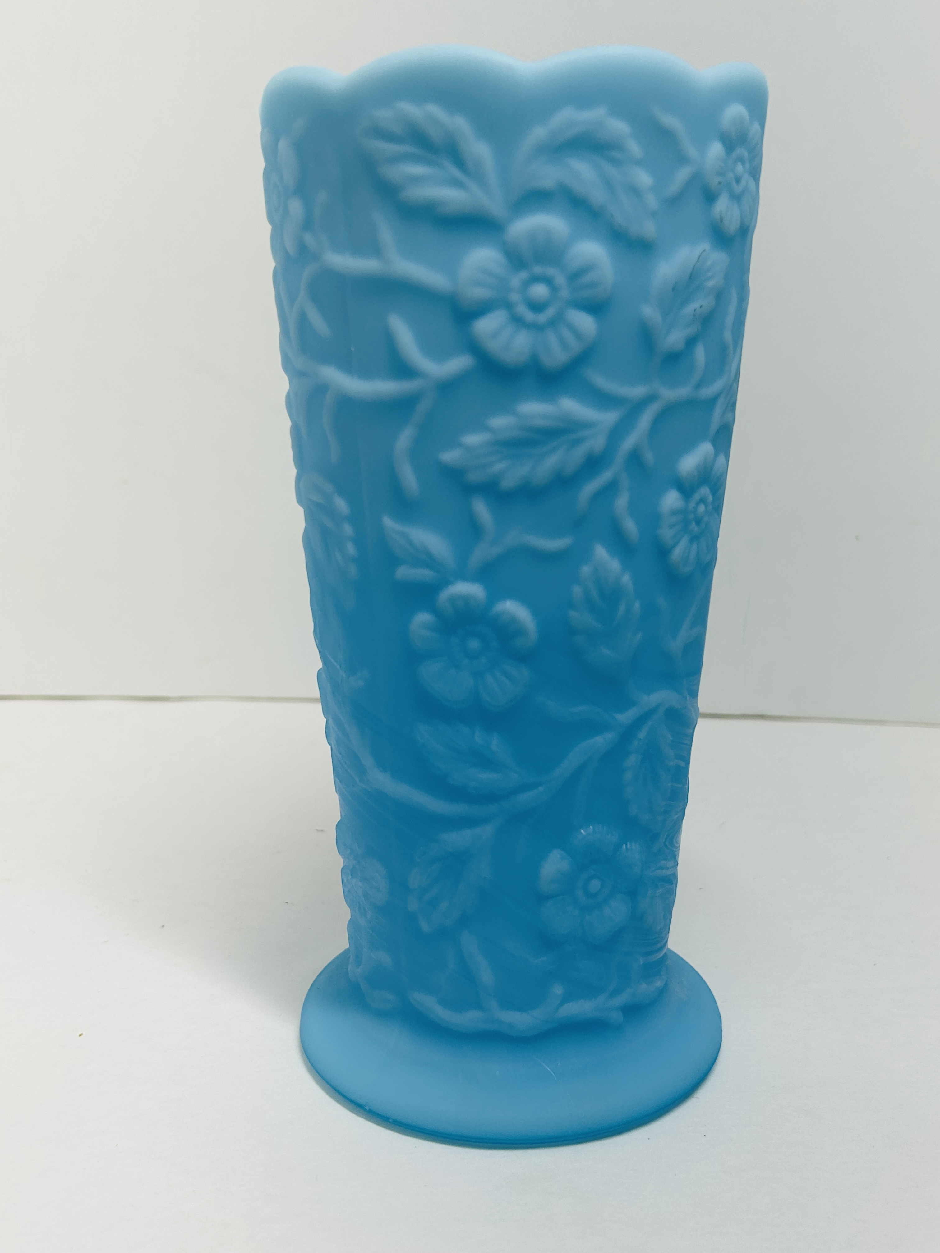 FENTON BLUE SATIN VASE