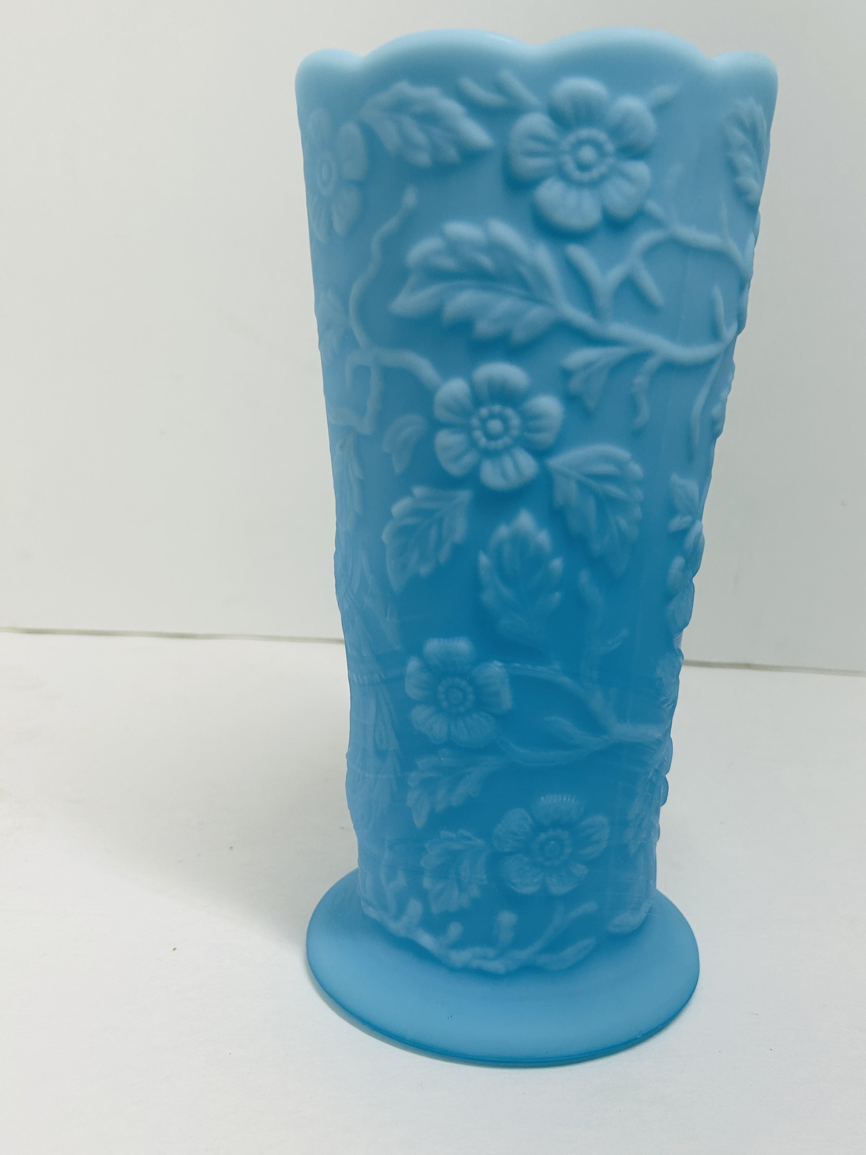 FENTON BLUE SATIN VASE