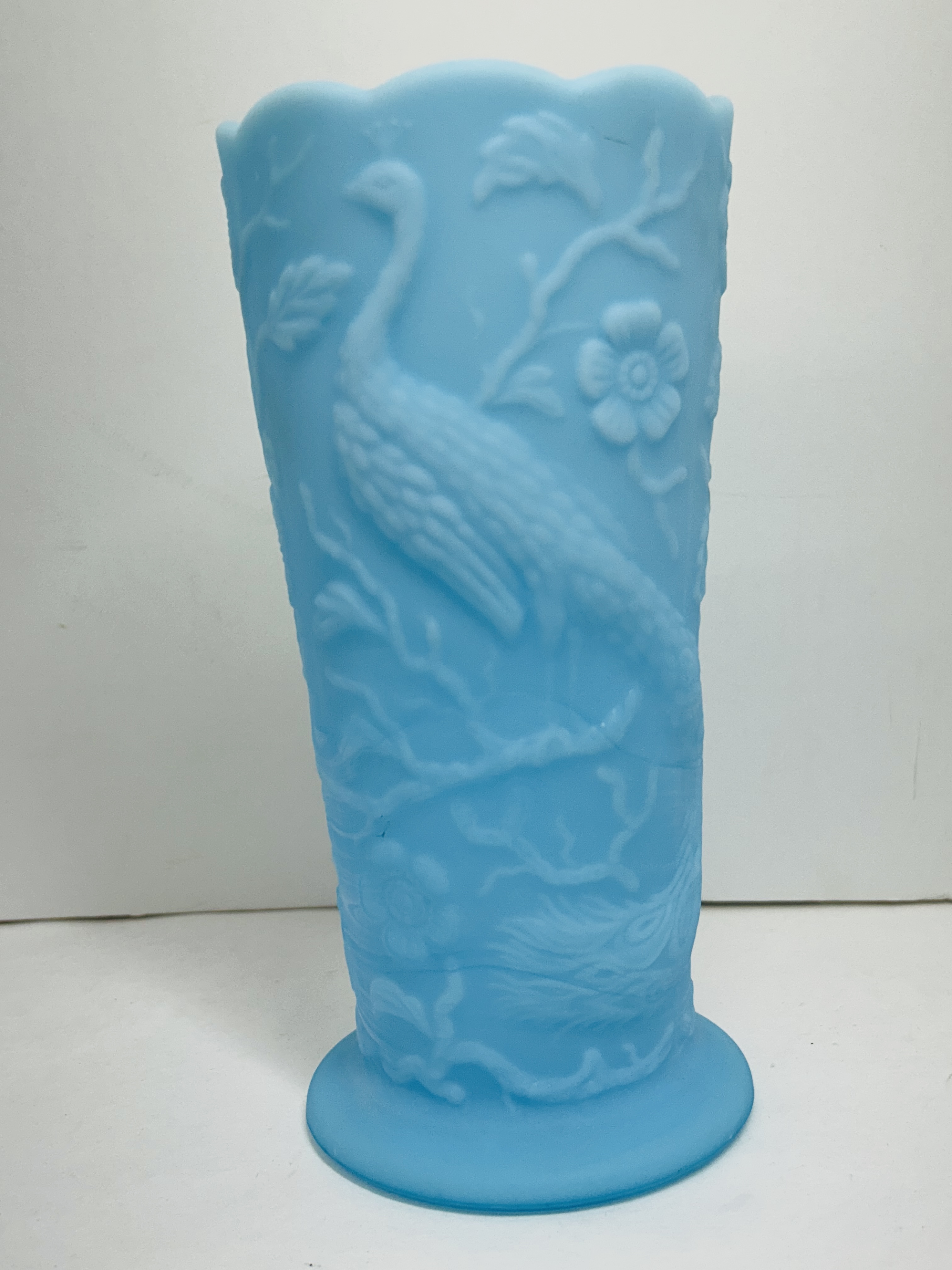 FENTON BLUE SATIN VASE