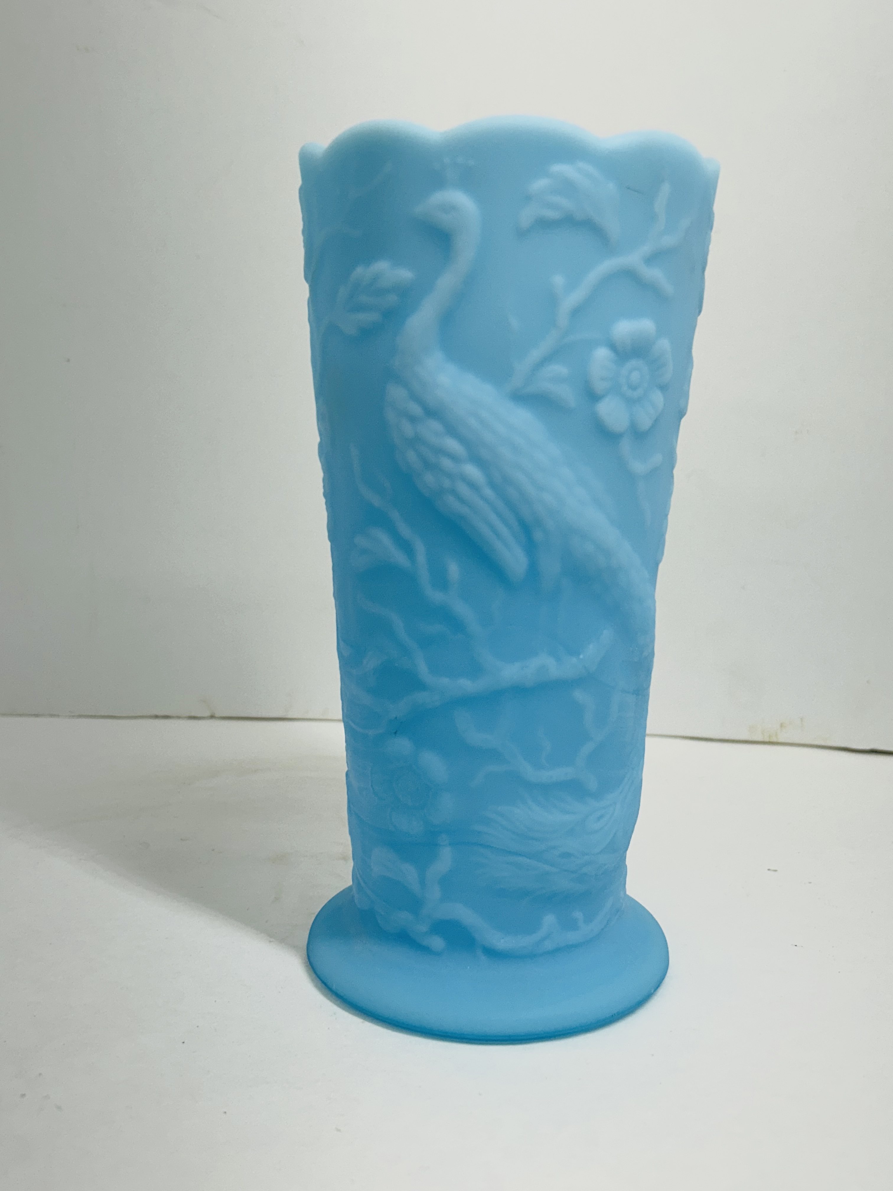 FENTON BLUE SATIN VASE