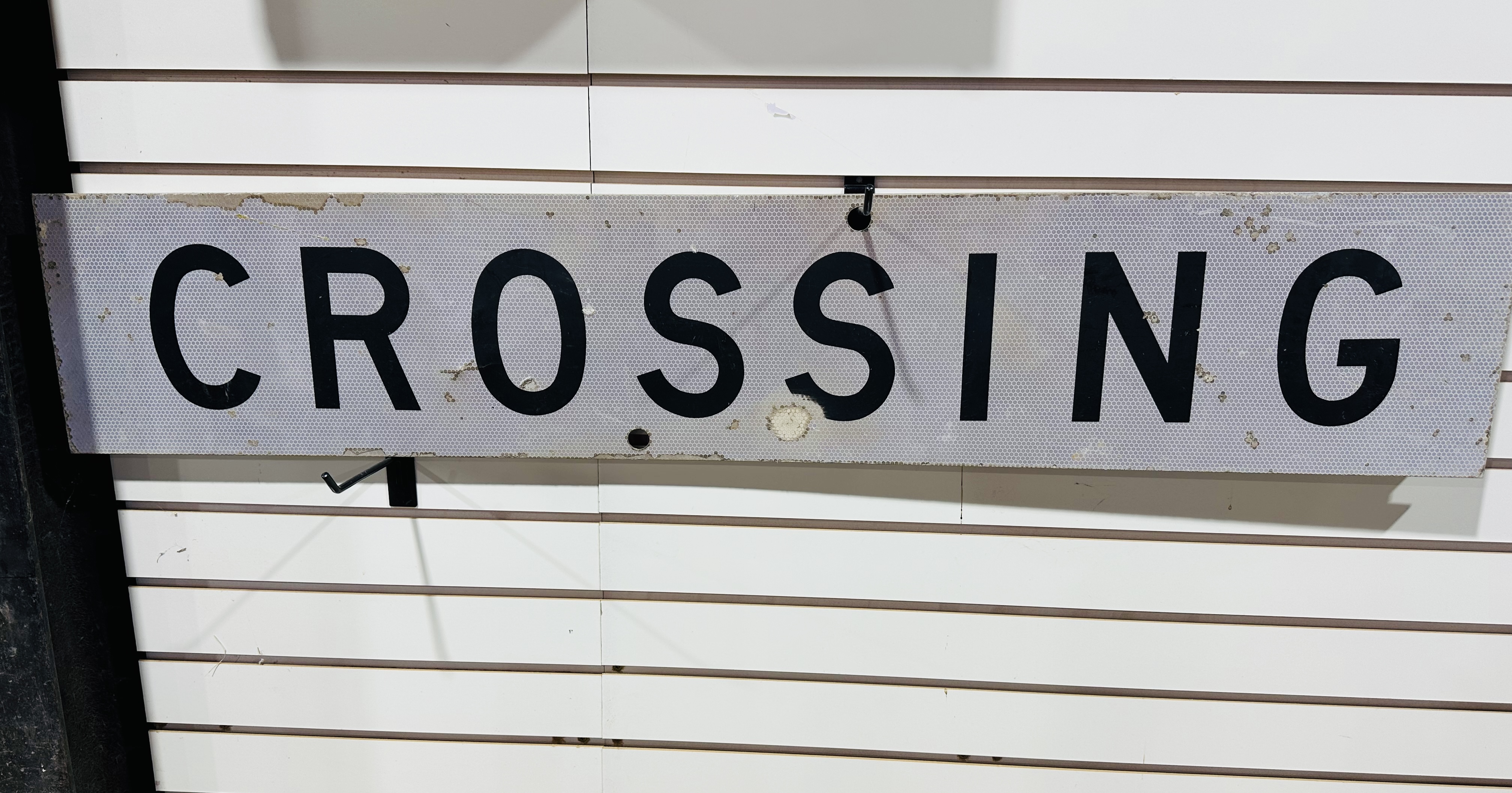 REFLECTIVE ALUMINUM CROSSBUCK SIGN, 1970S