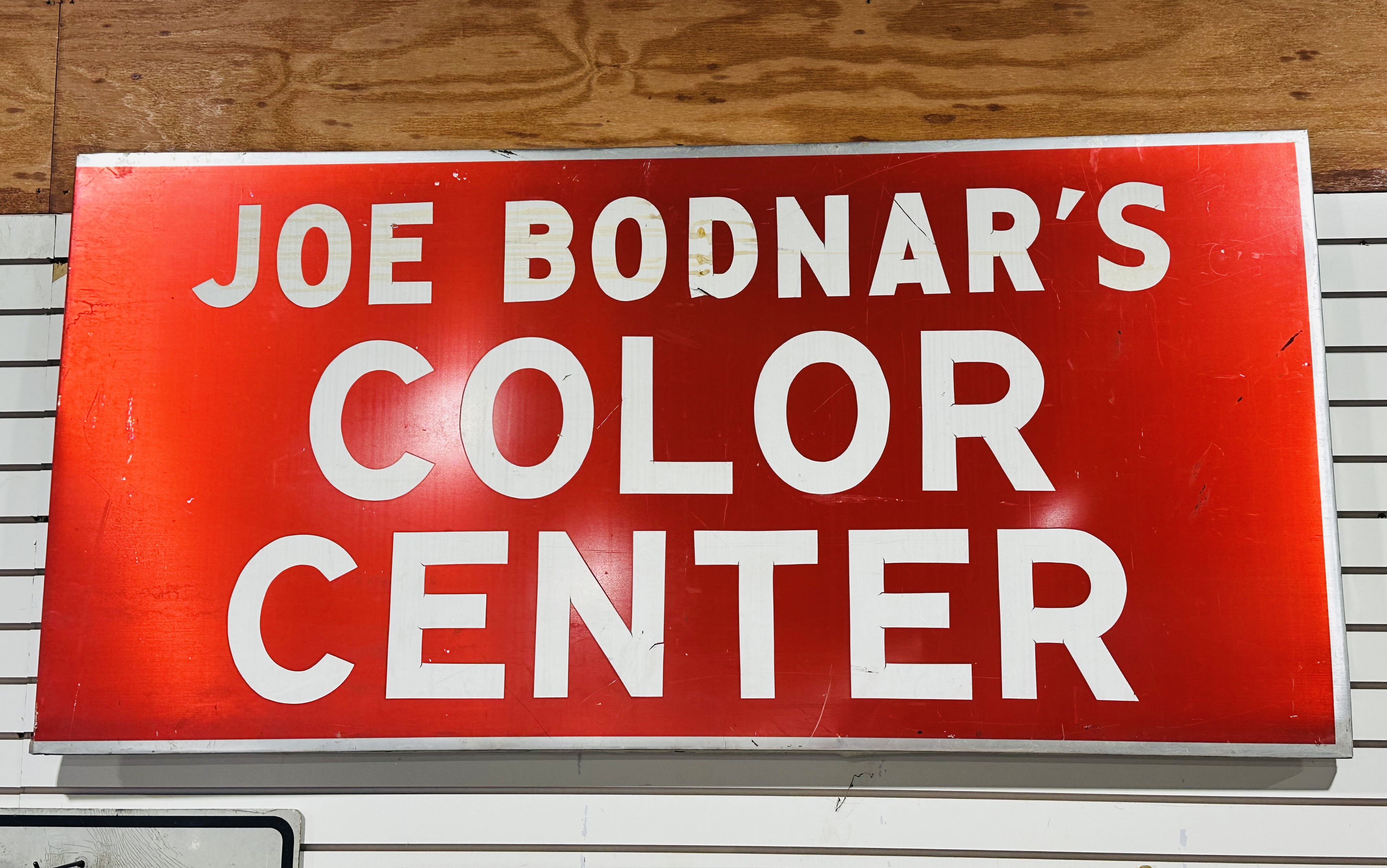 JOE BODNAR PAINTED METAL SIGN