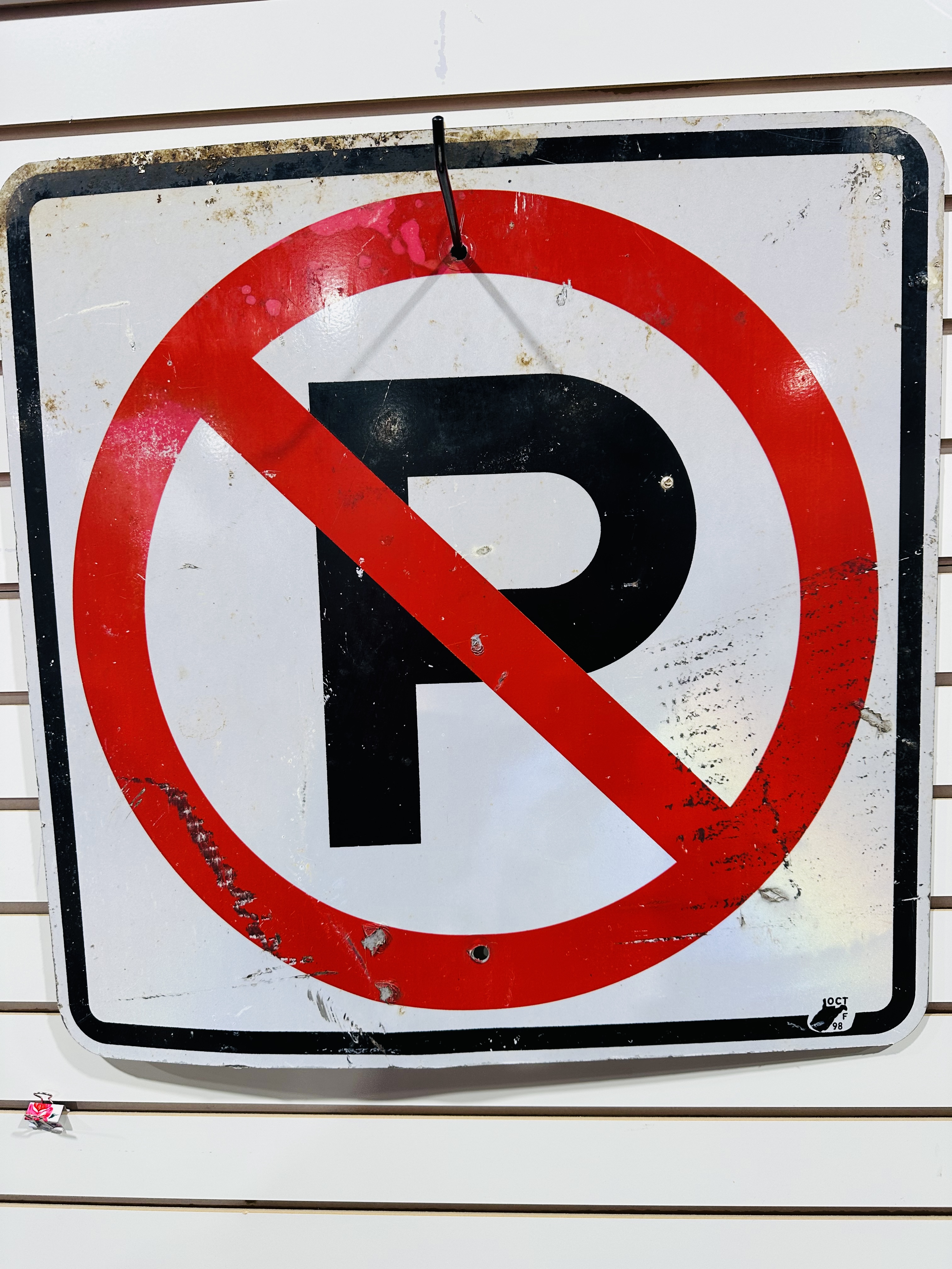 VINTAGE ALUMINUM NO PARKING SIGN, 1998