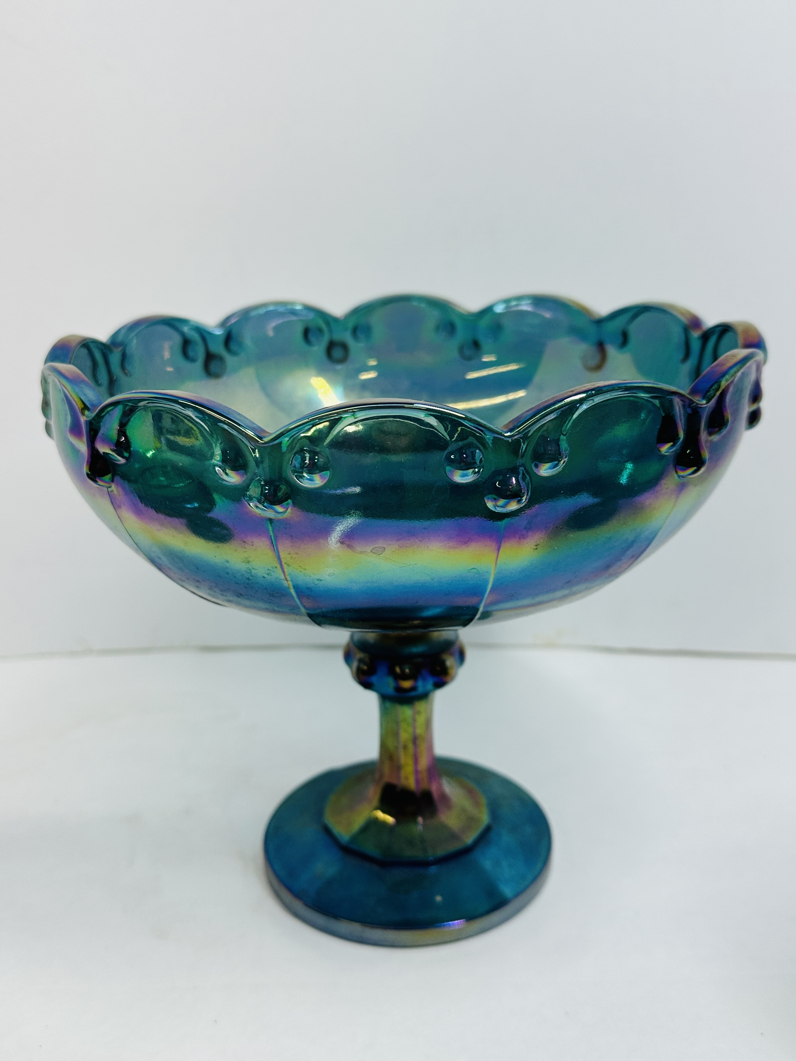 INDIANA BLUE CARNIVAL GLASS TRIO