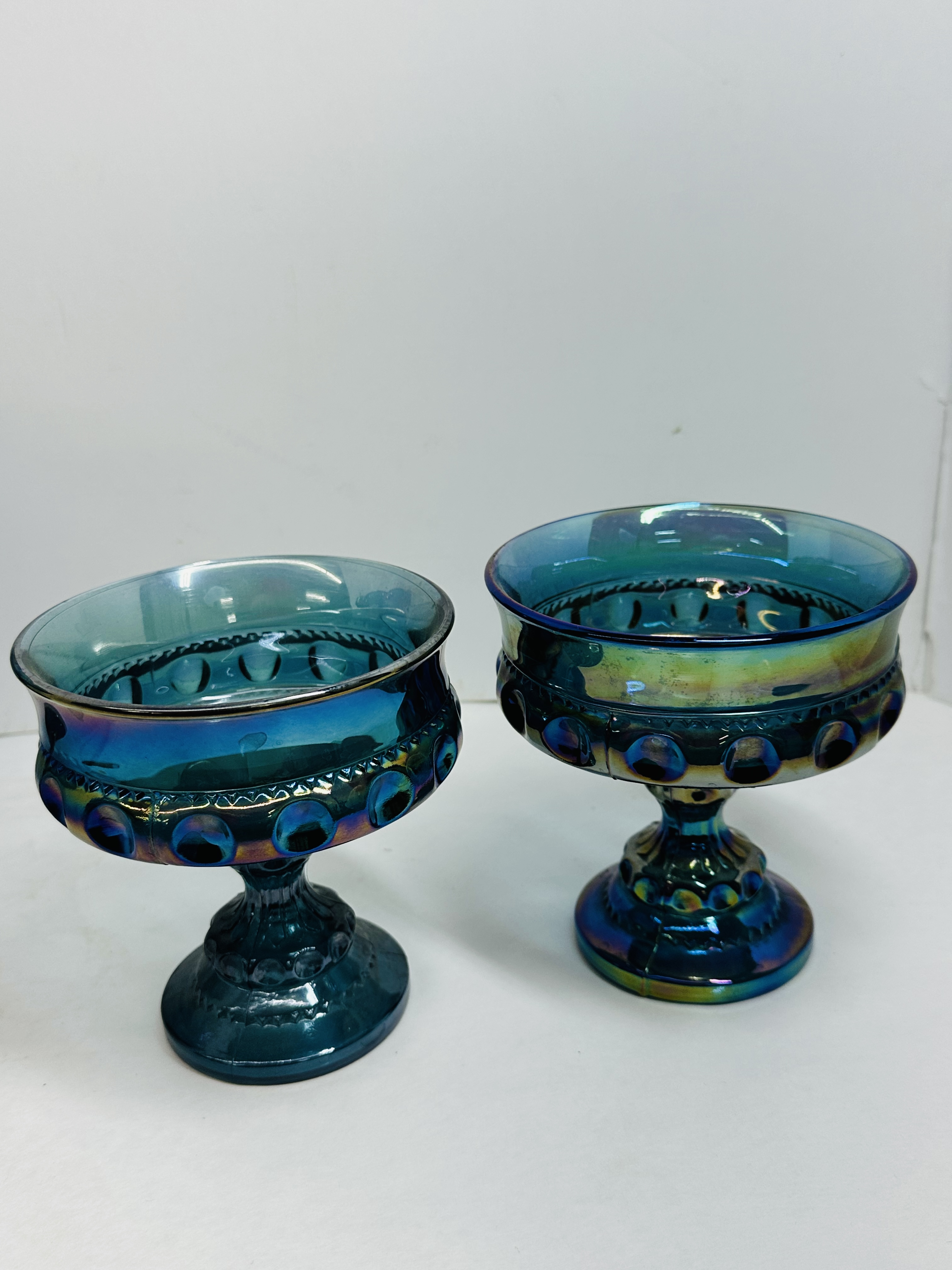 INDIANA BLUE CARNIVAL GLASS TRIO