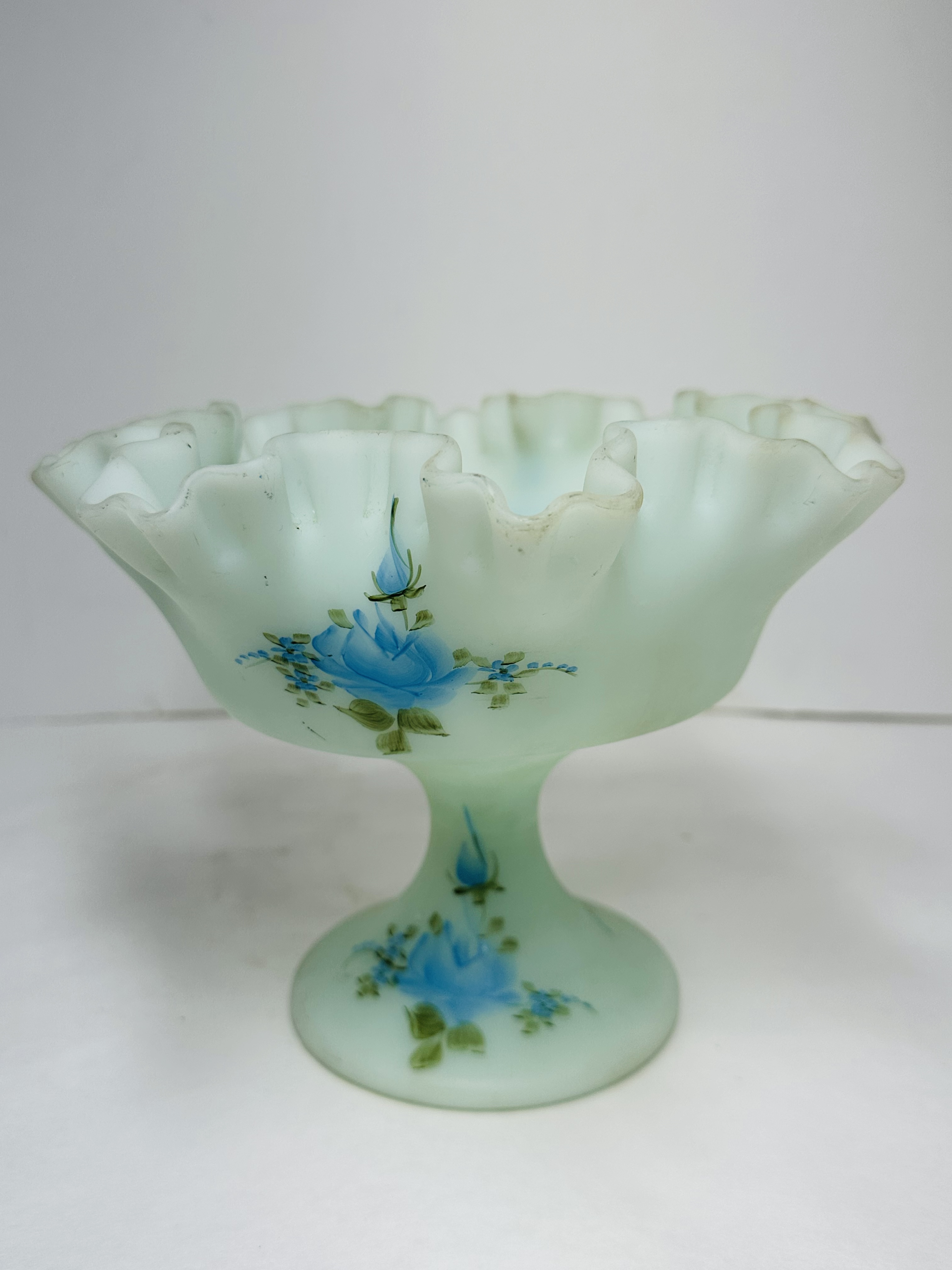 FENTON, SATIN COMPOTE, C. 1970