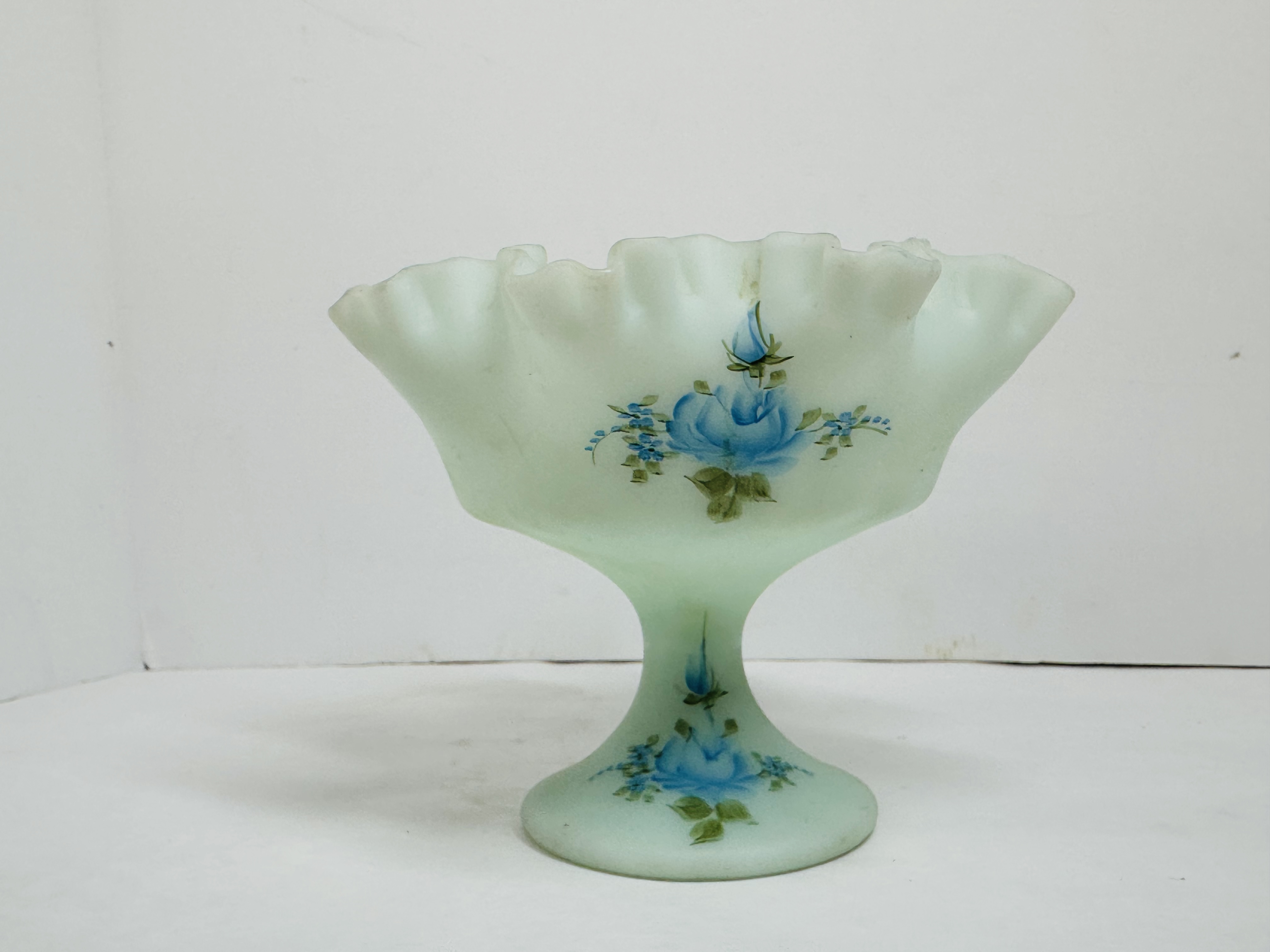 FENTON, SATIN COMPOTE, C. 1970