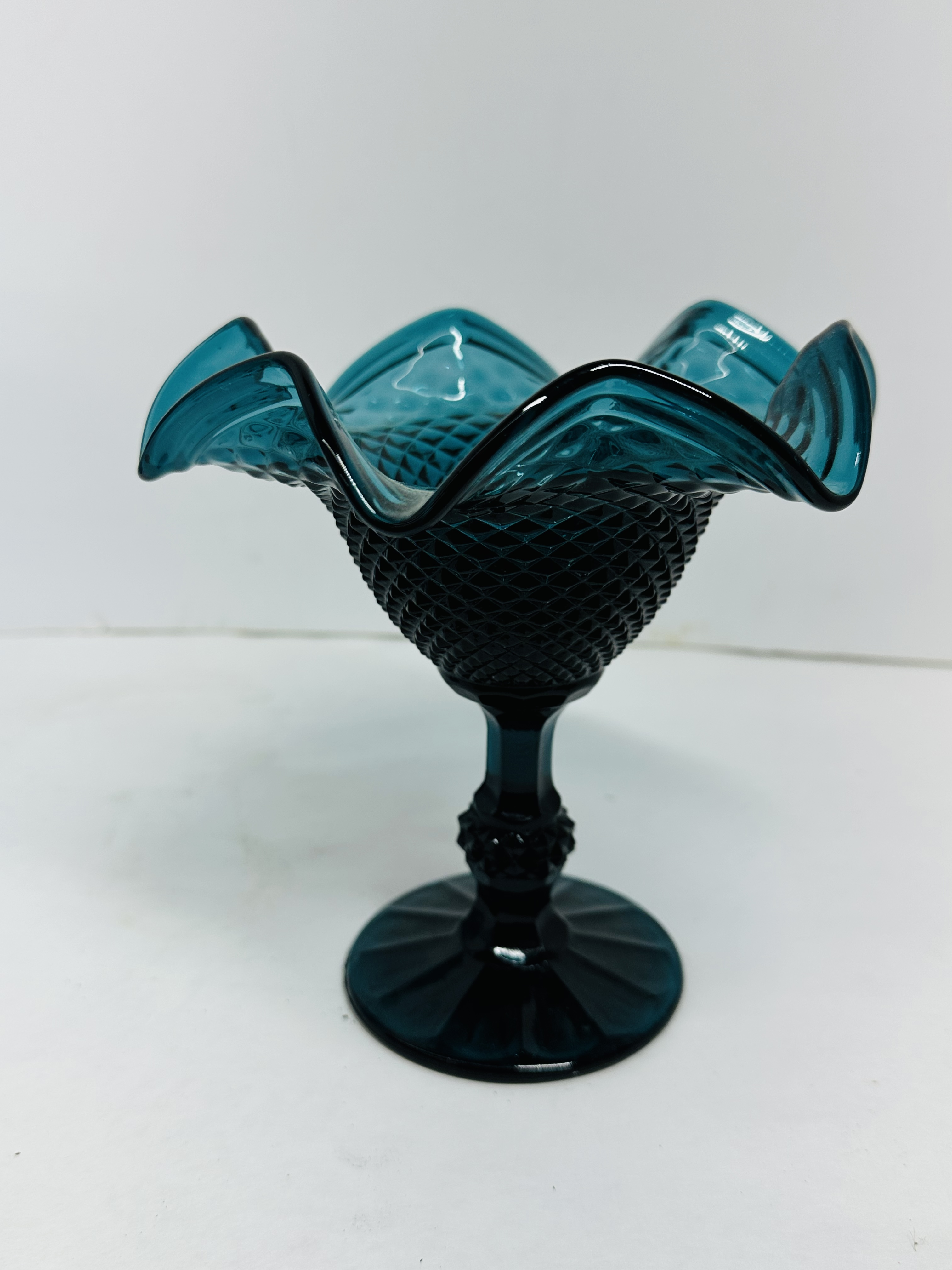 AMERICAN BLUE GLASS COMPOTES, C. 1960