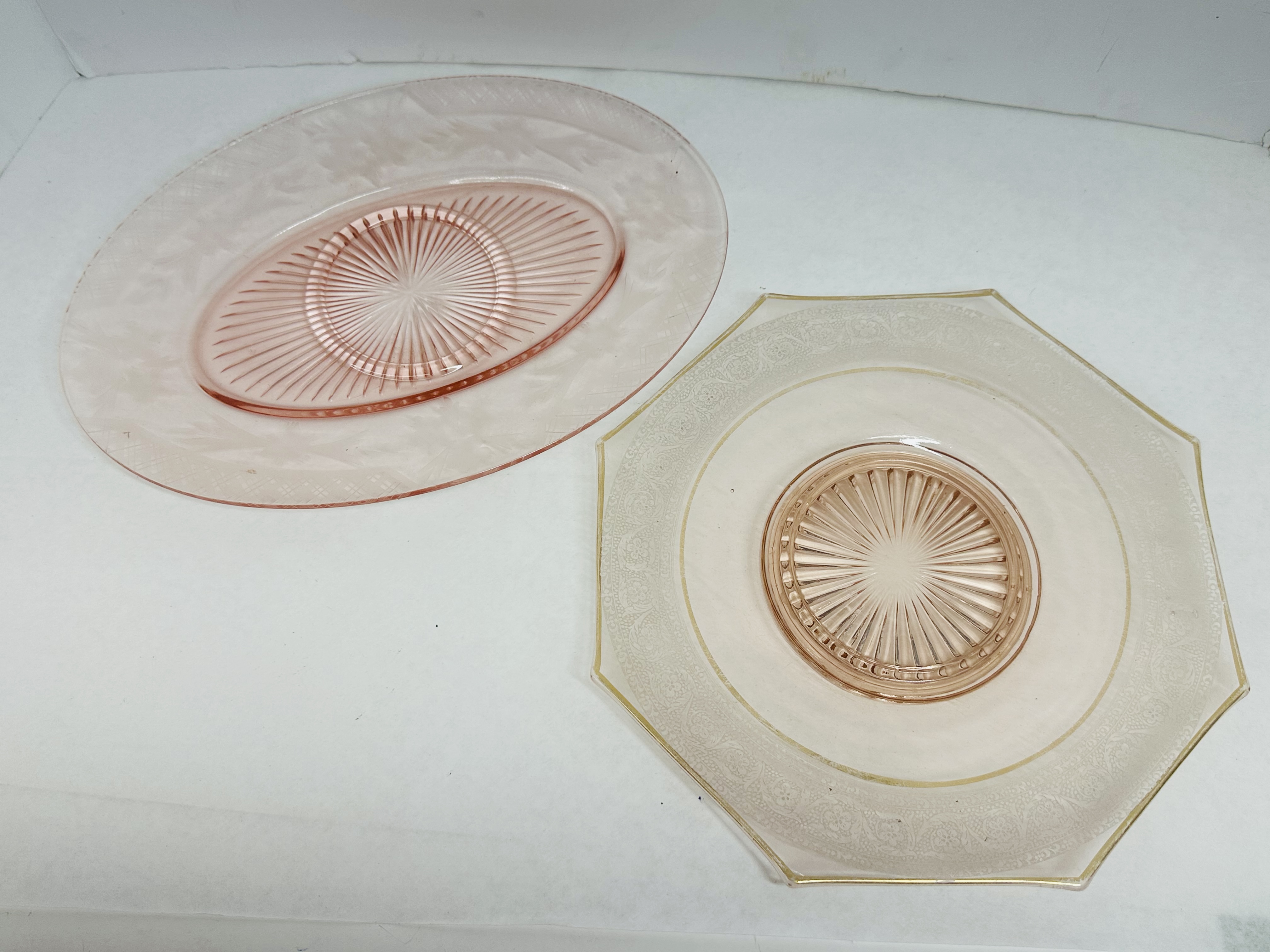 PINK DEPRESSION GLASS PLATES