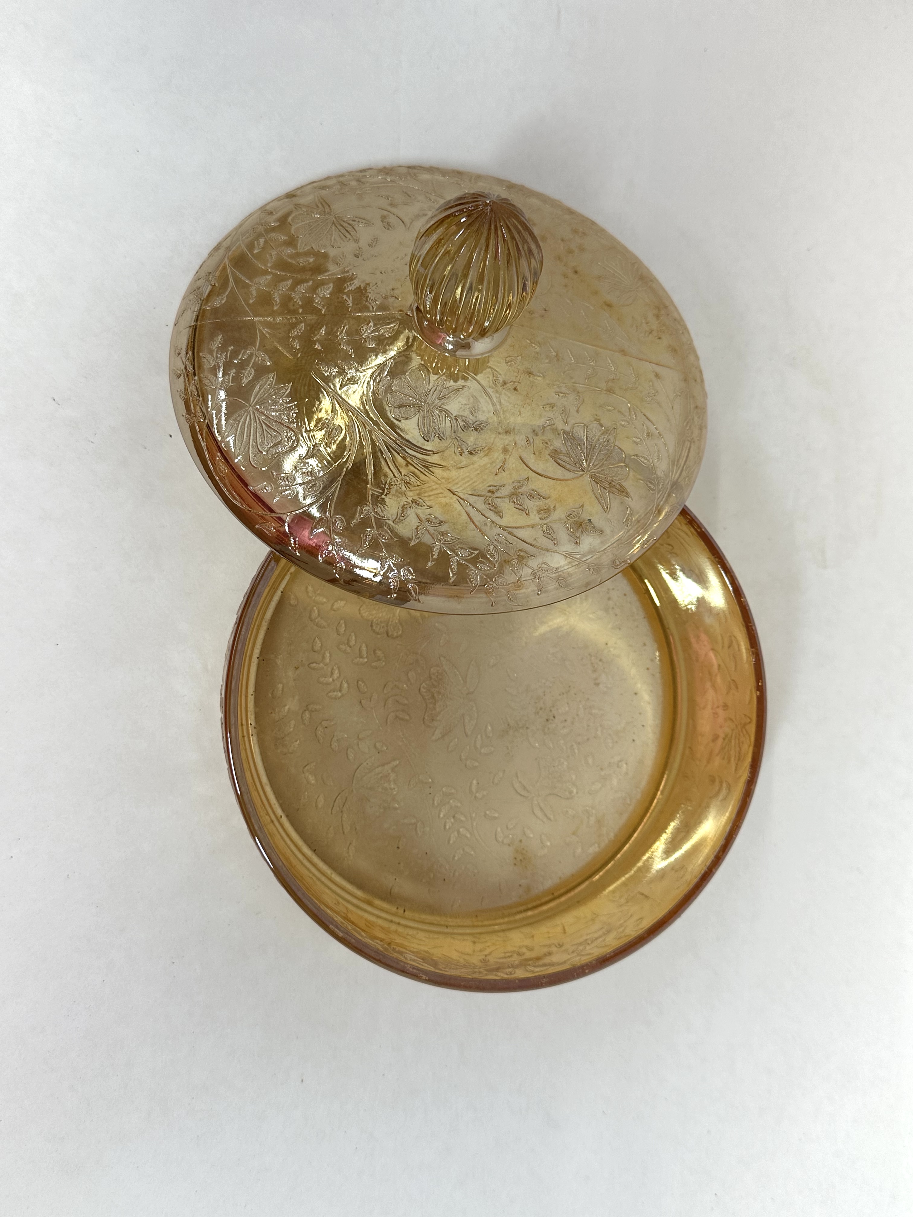JEANNETTE FLORAGOLD GLASS DISH