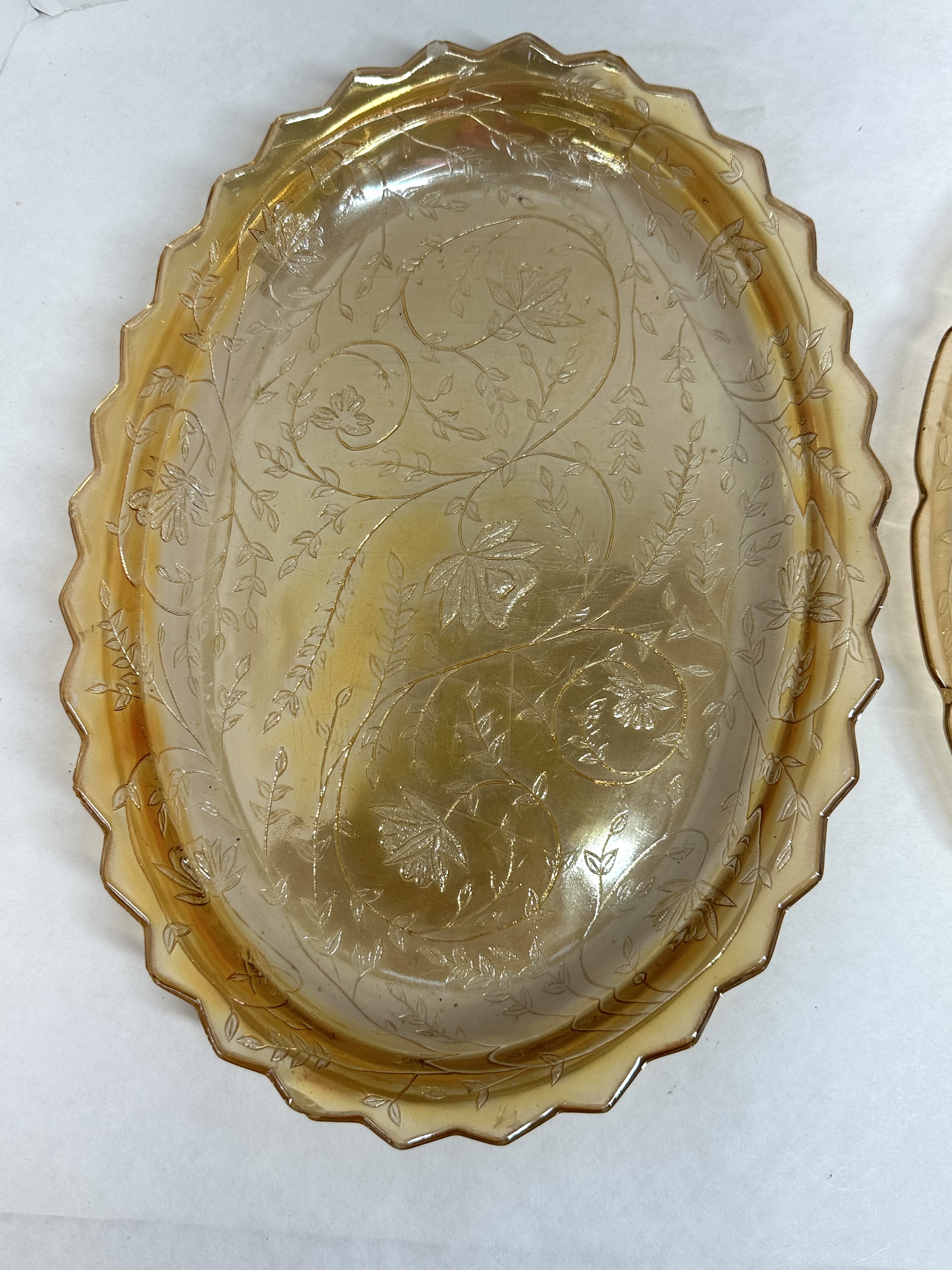 JEANNETTE FLORAGOLD IRIDESCENT GLASS DISHES