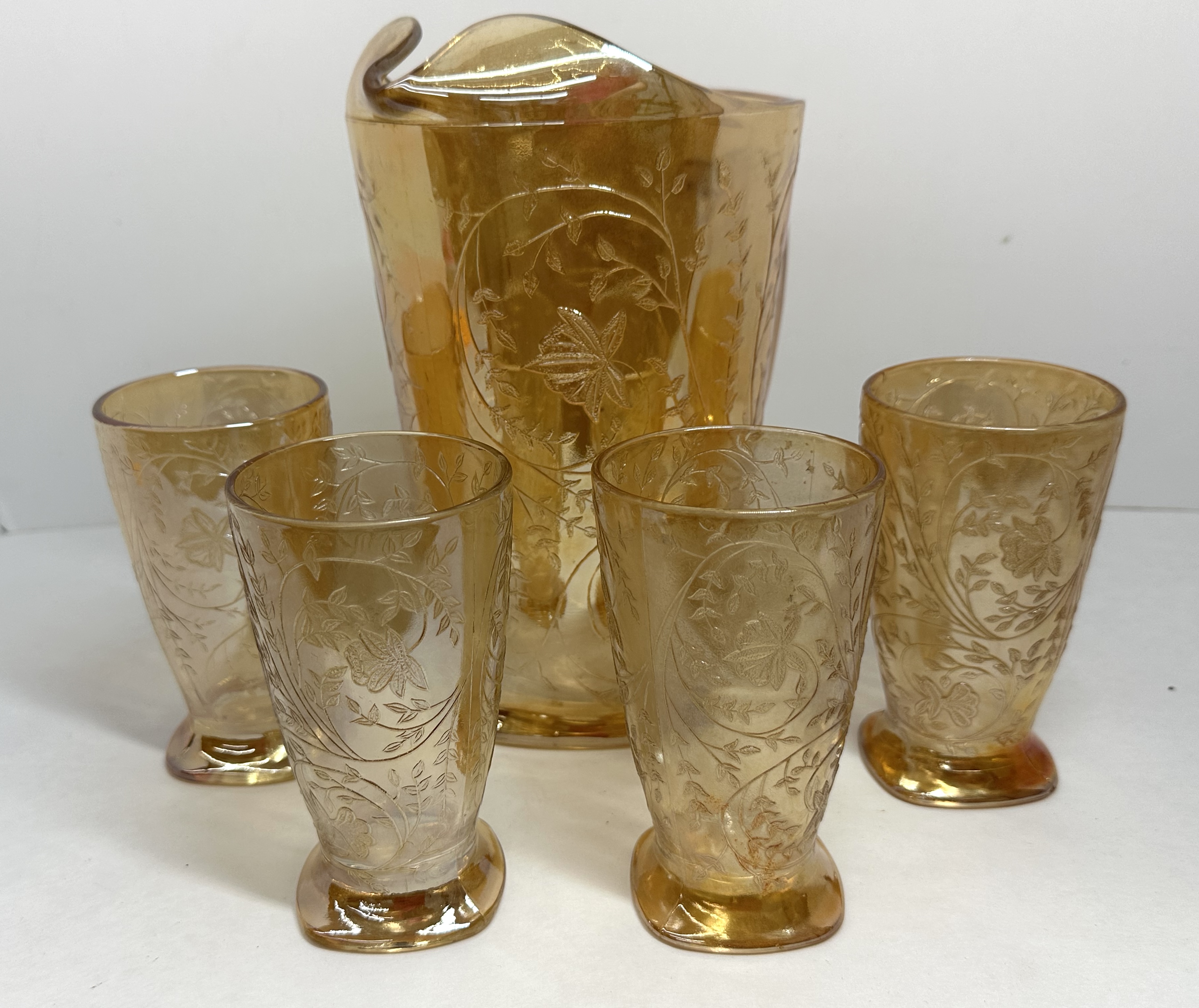 JEANNETTE STYLE FLORAGOLD GLASS SET