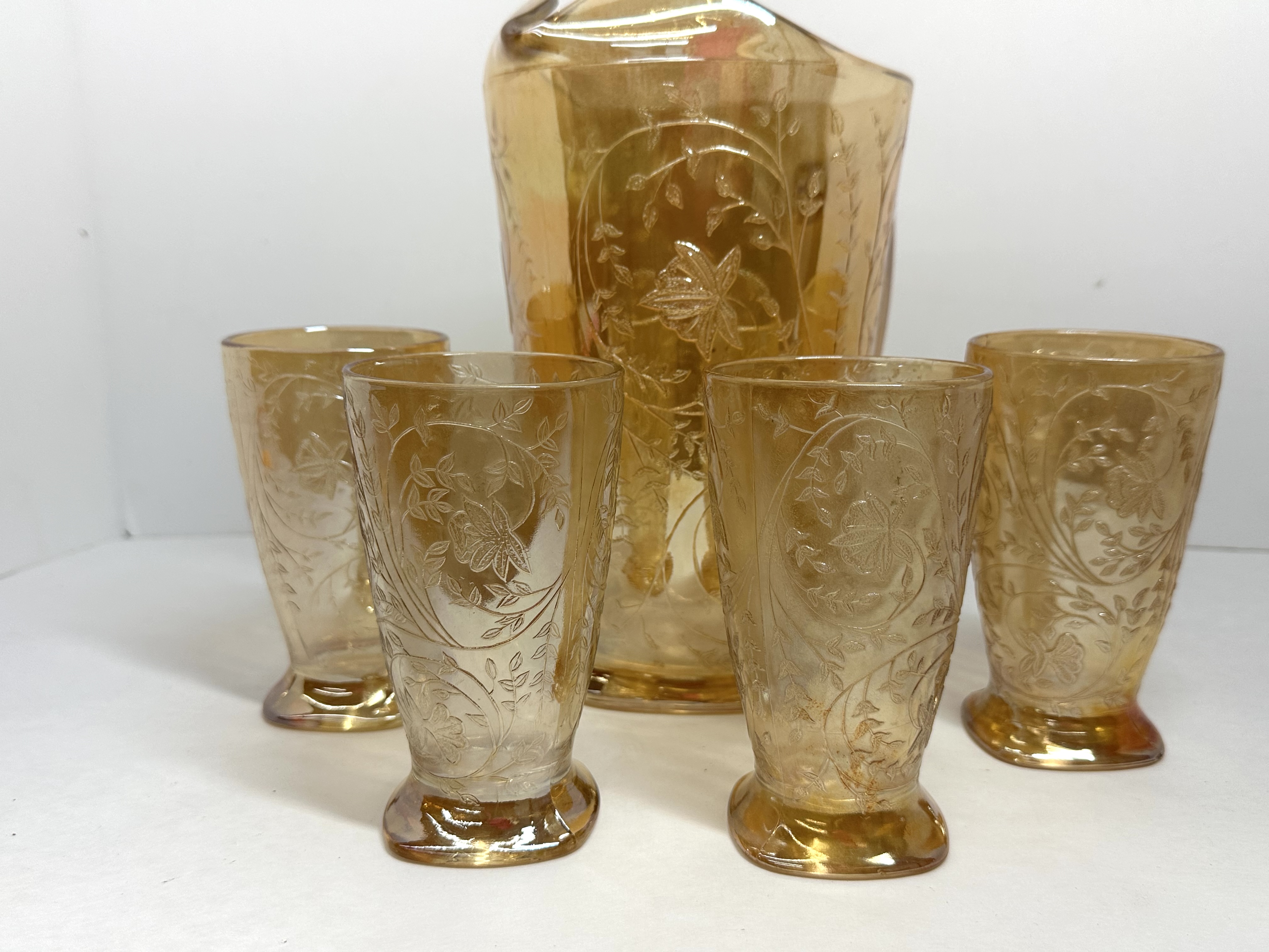 JEANNETTE STYLE FLORAGOLD GLASS SET