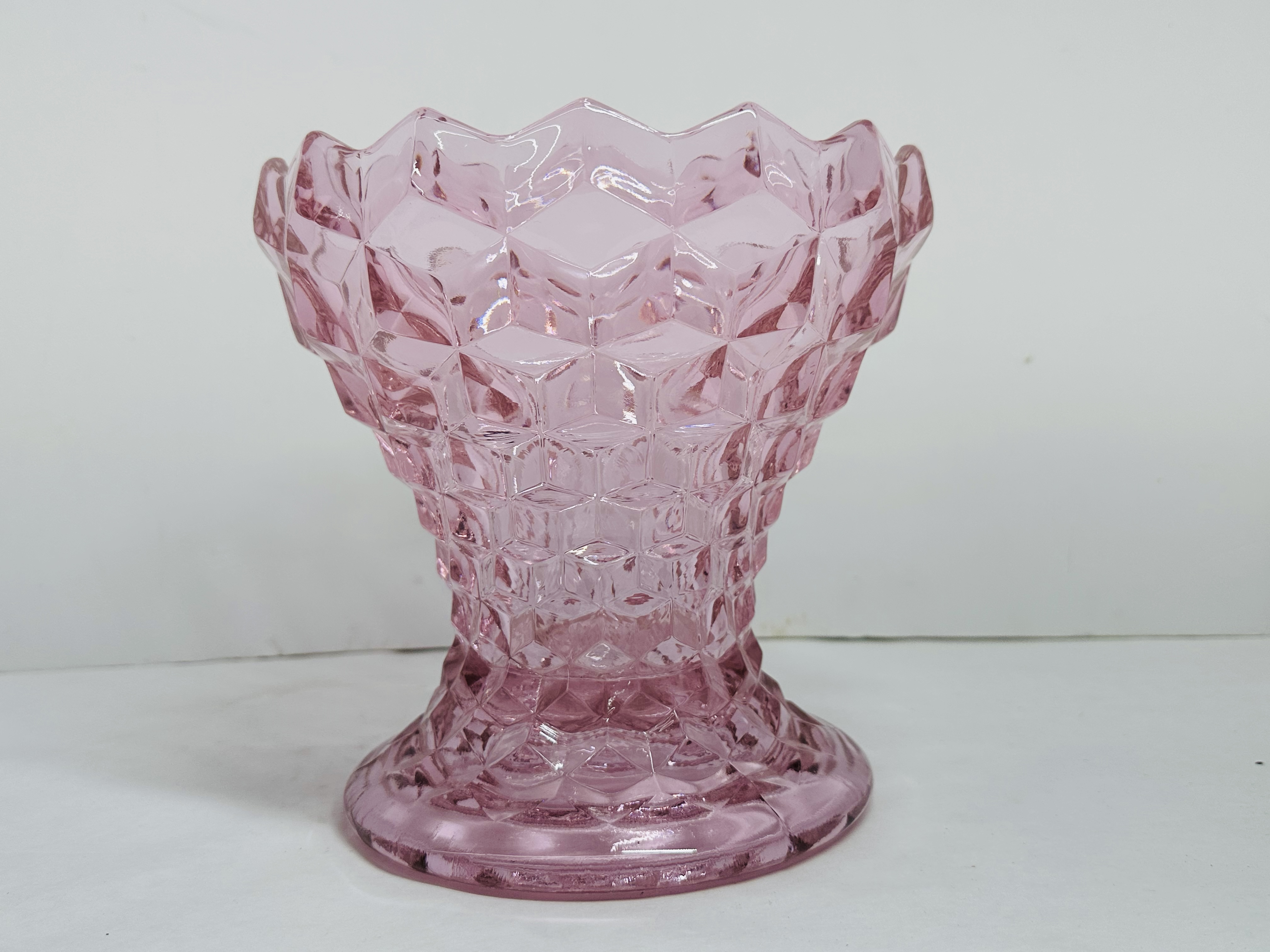 MOSSER PINK GLASS COMPOTE