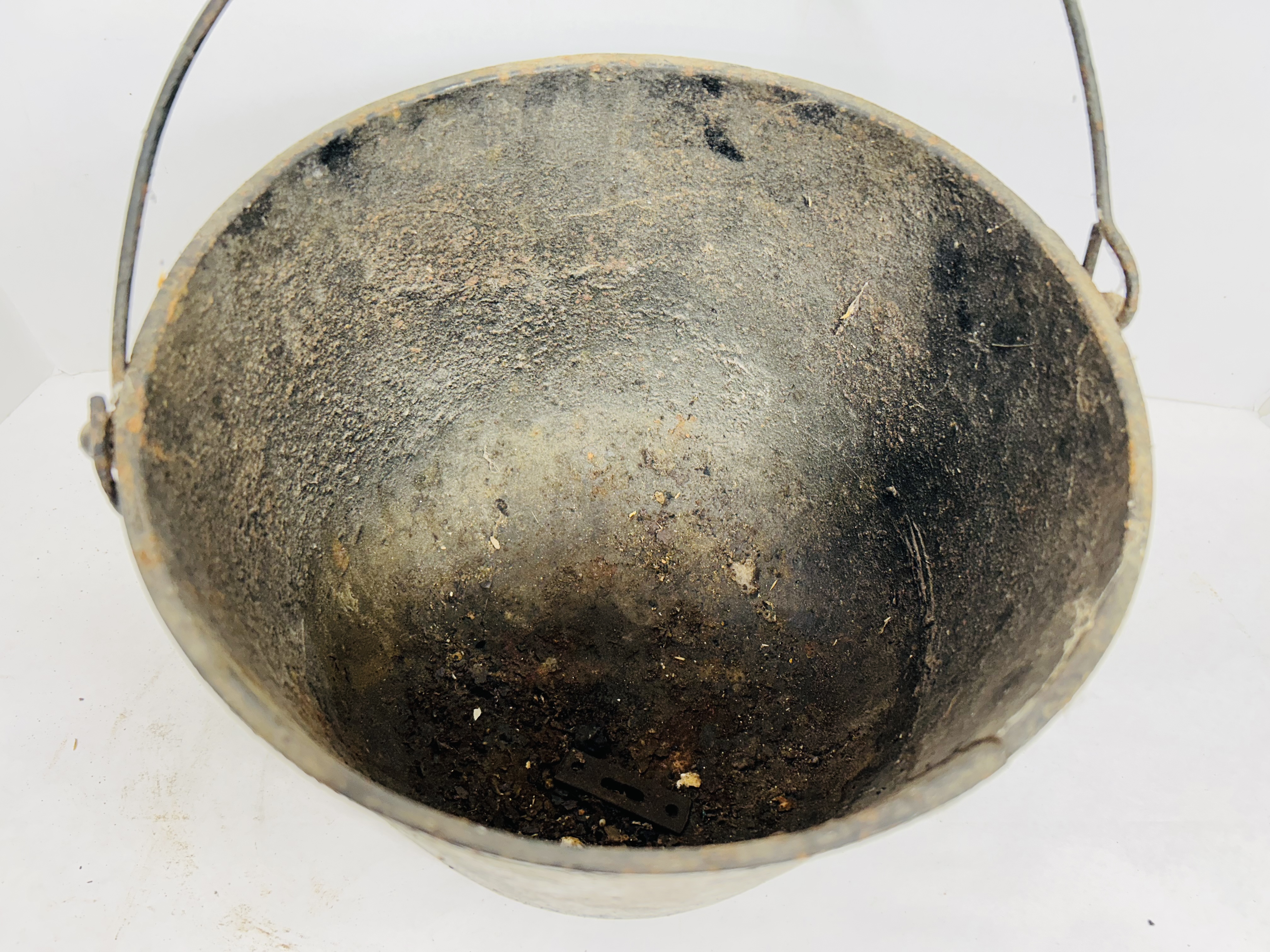 CAST IRON THREE-LEGGED CAULDRON, CIRCA 1900