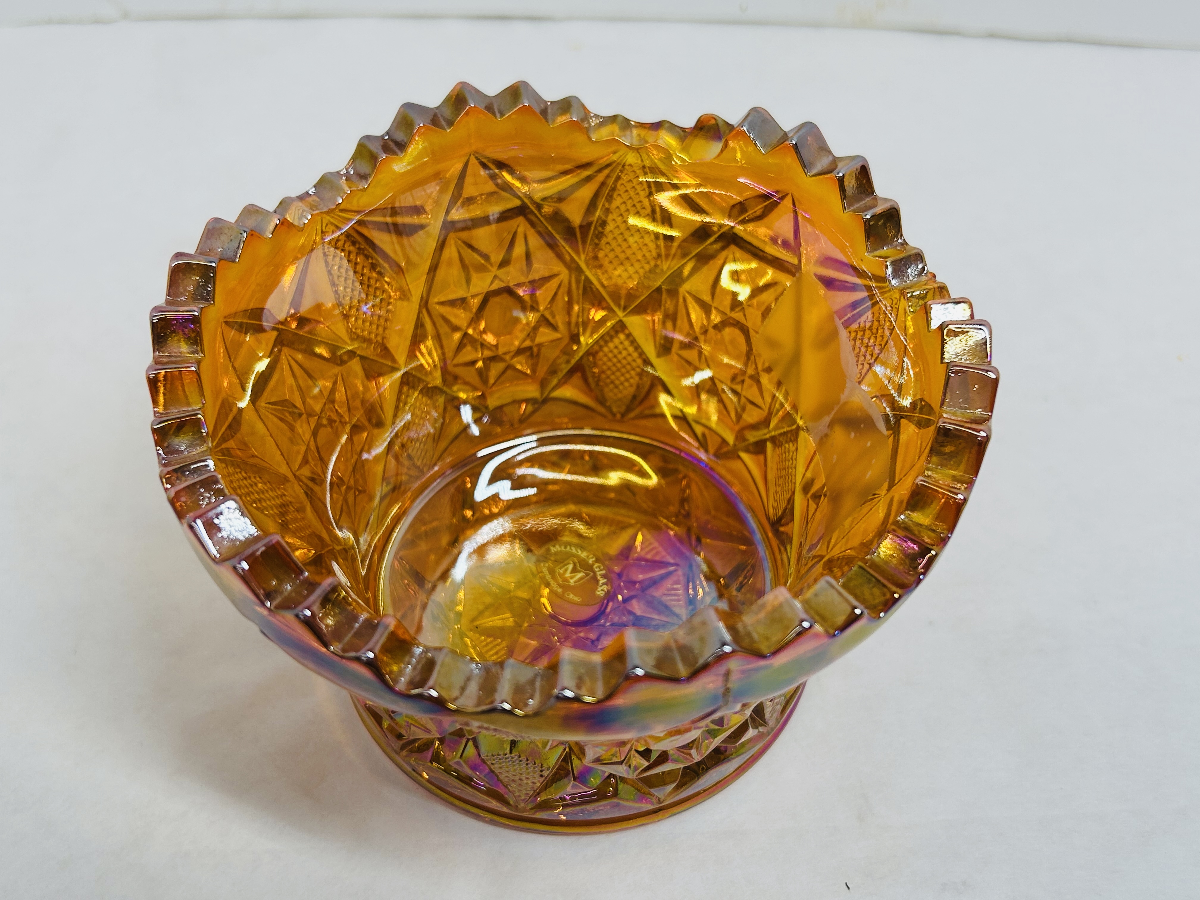 MOSSER MARIGOLD CARNIVAL GLASS FINGER BOWL