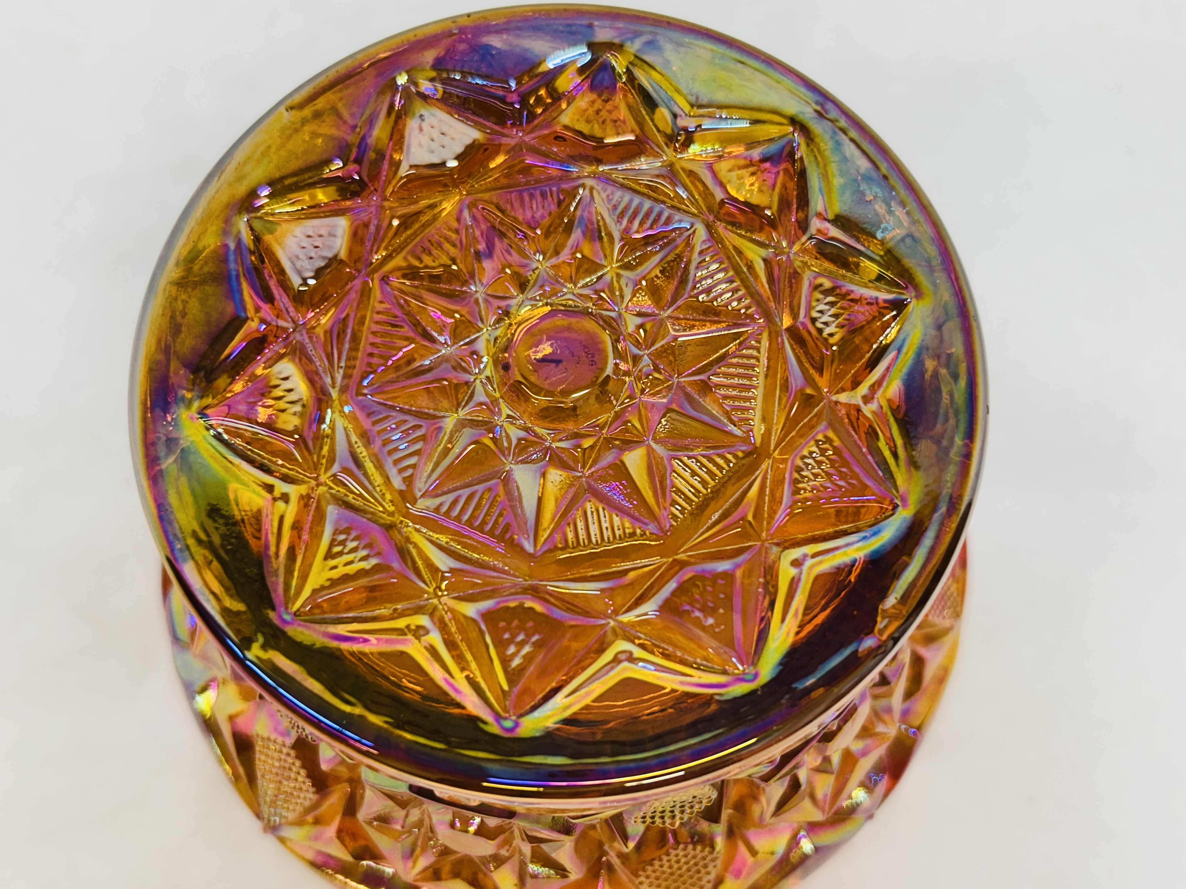 MOSSER MARIGOLD CARNIVAL GLASS FINGER BOWL