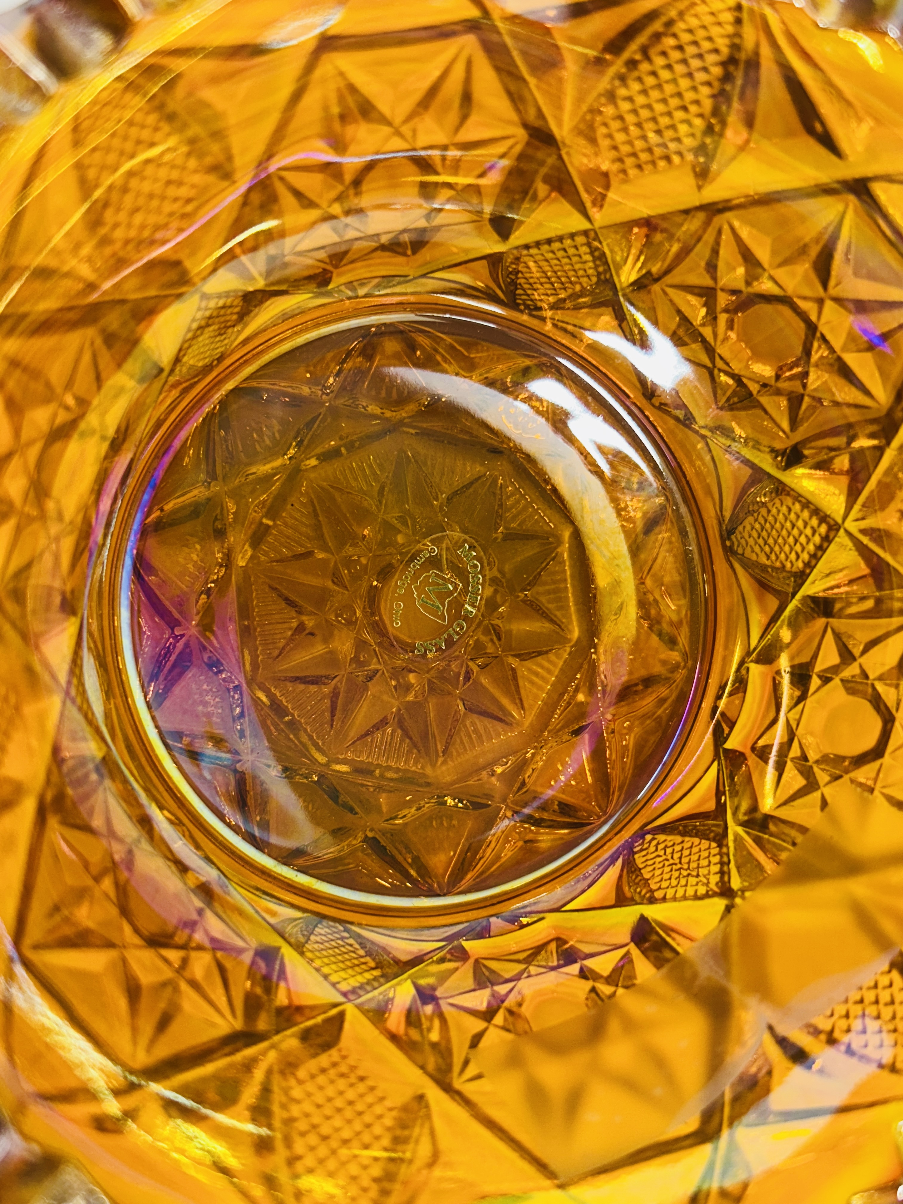 MOSSER MARIGOLD CARNIVAL GLASS FINGER BOWL