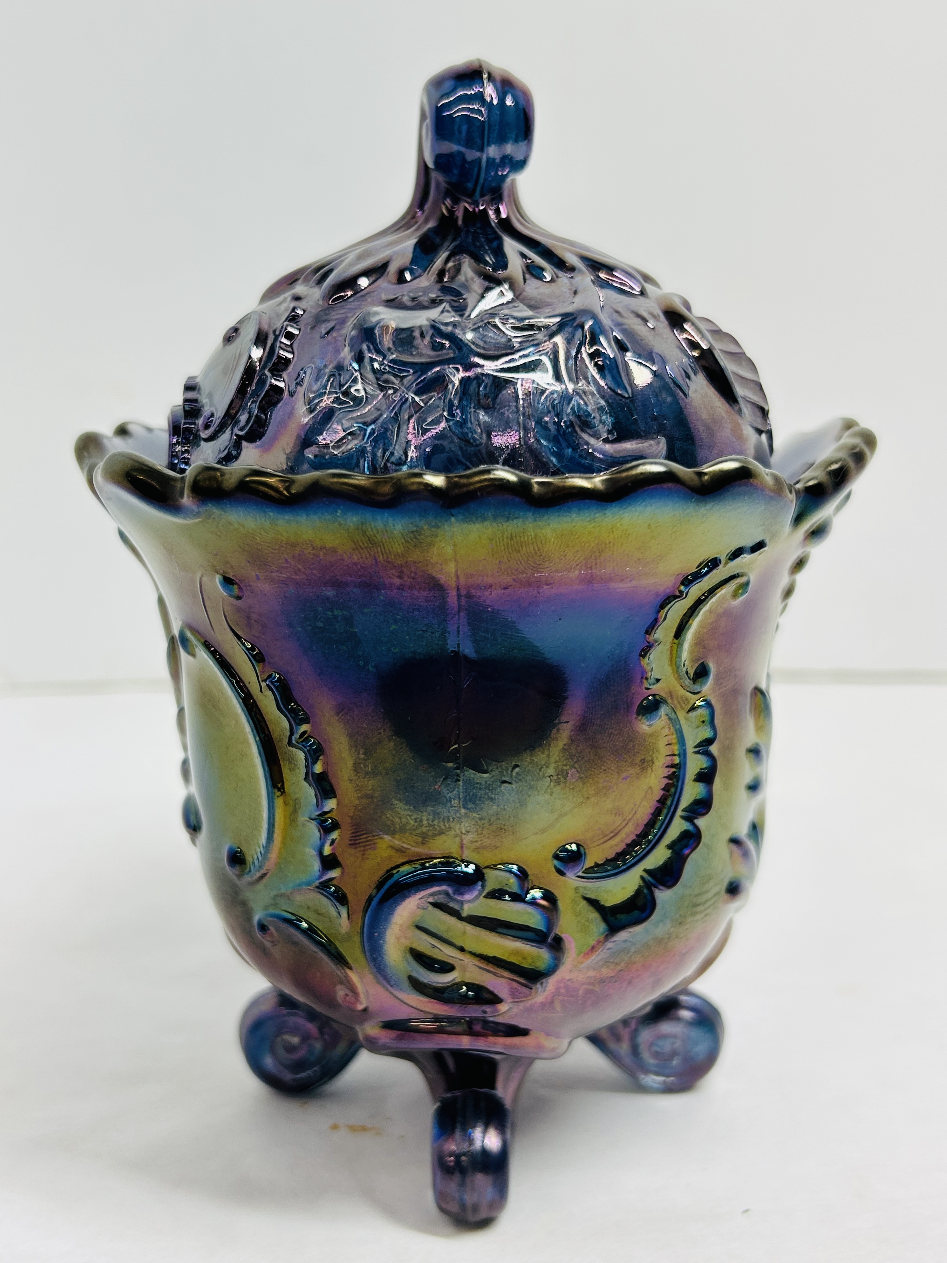 IMPERIAL BLUE CARNIVAL JAR, 1960S